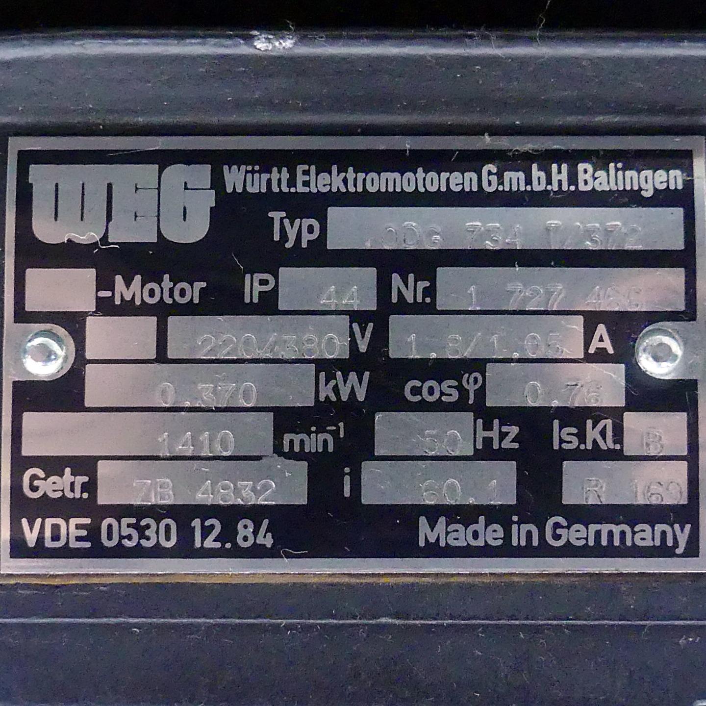 Produktfoto 2 von WEG Getriebemotor 0DG 734 T/372