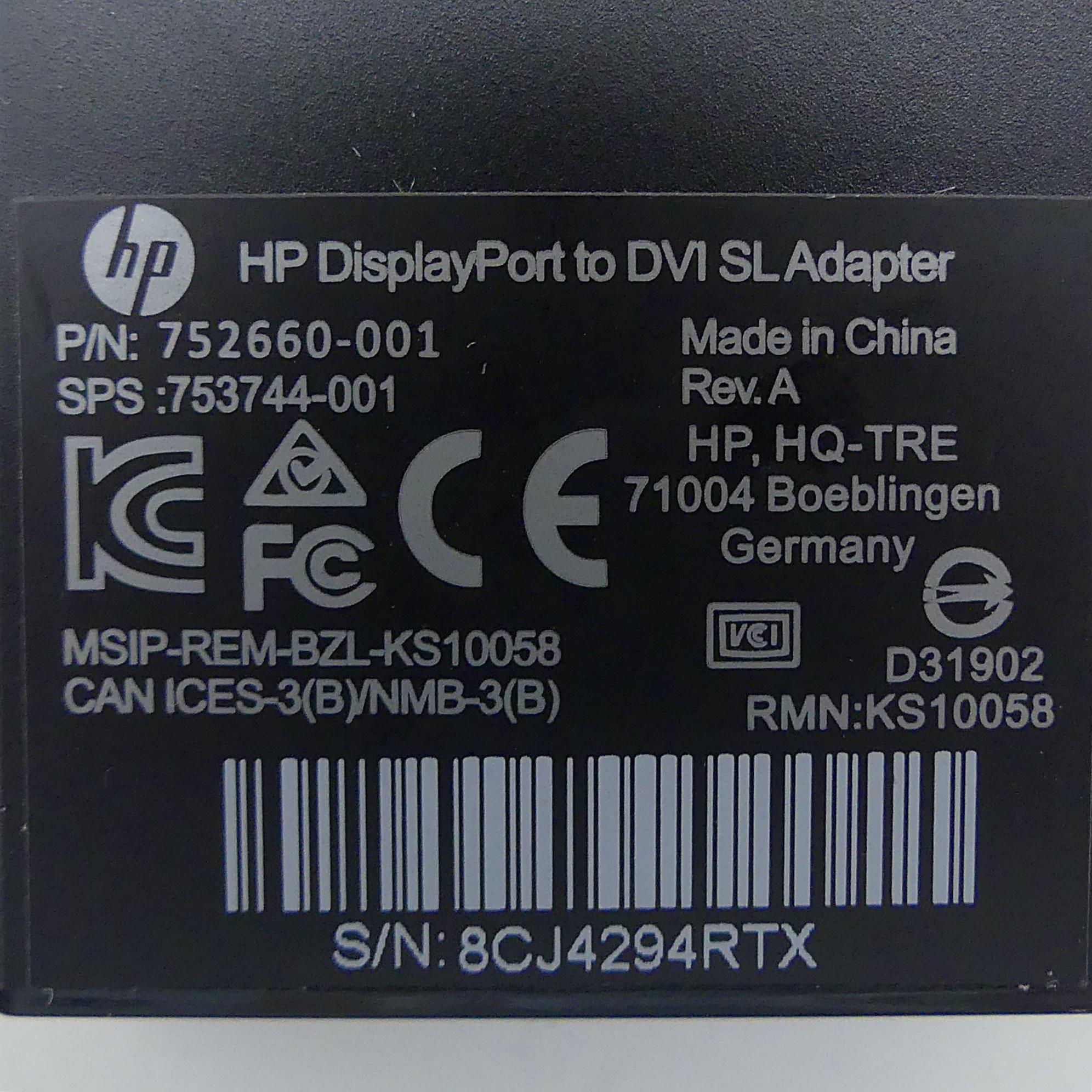 Produktfoto 2 von HP DisplayPort to DVI SL Adapter 752660-001