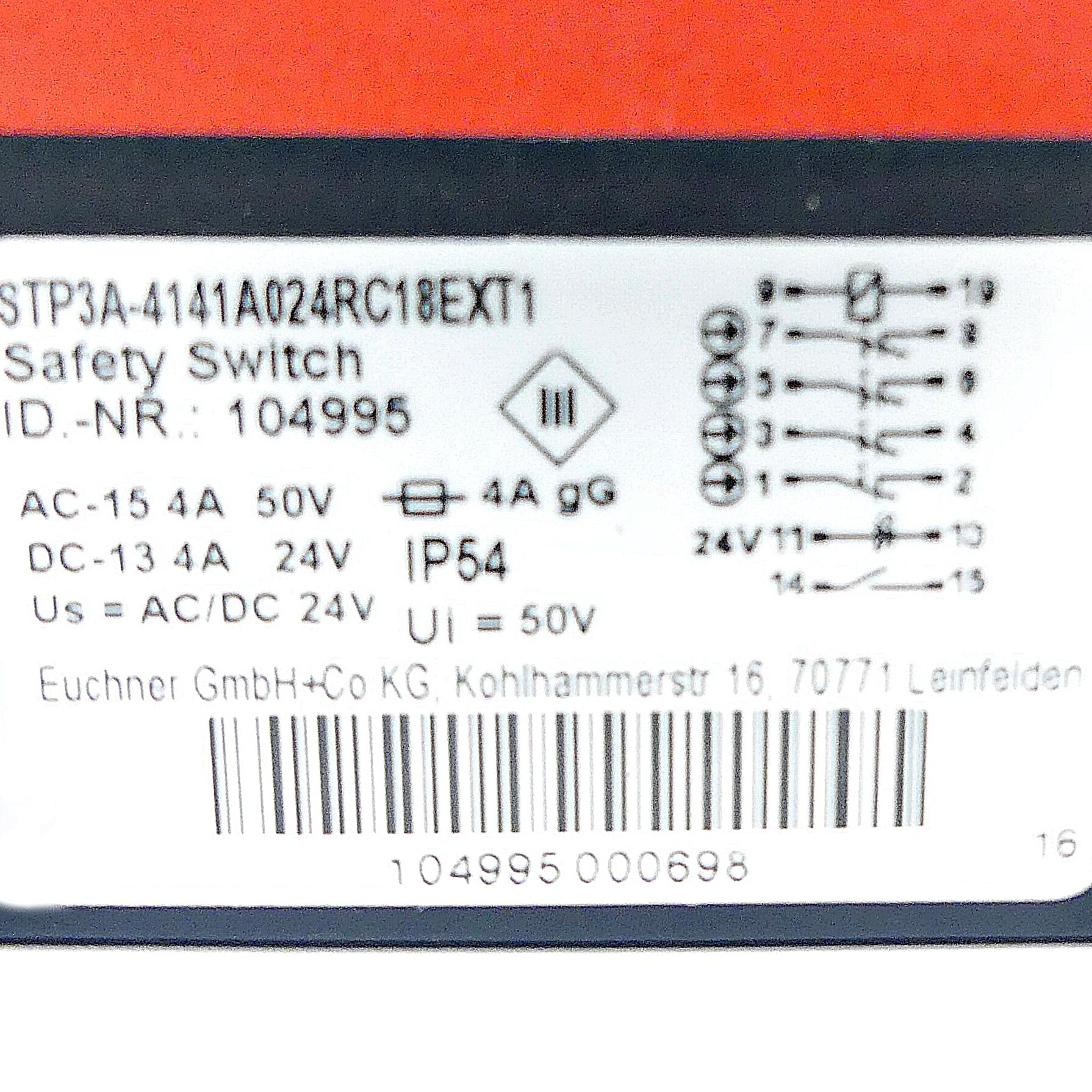 Produktfoto 2 von EUCHNER Sicherheitsschalter STP3A-4141A024RC18EXT1