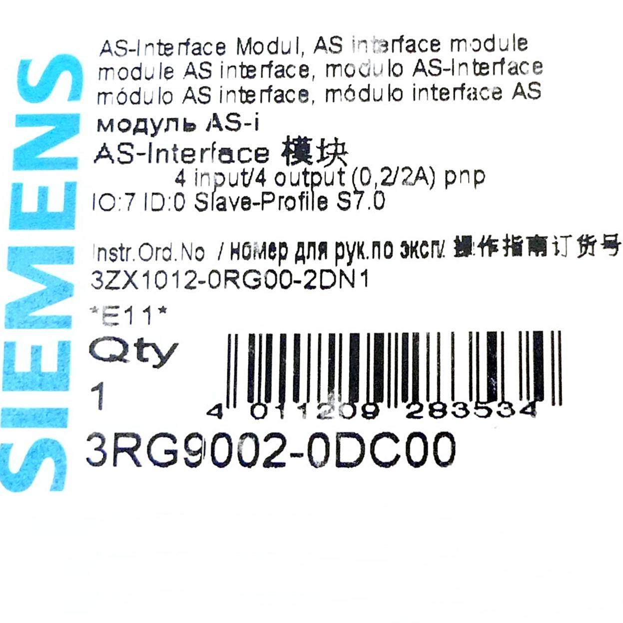 Produktfoto 2 von SIEMENS ASi-Interface Modul 3RG9002-0DC00