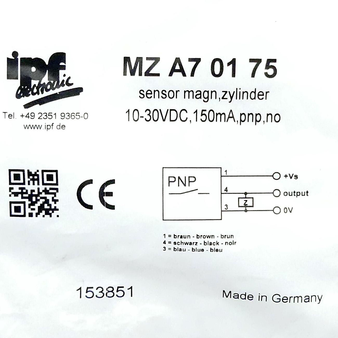 Produktfoto 2 von IPF Magnetfeldsensor für Pneumatikzylinder MZA70175