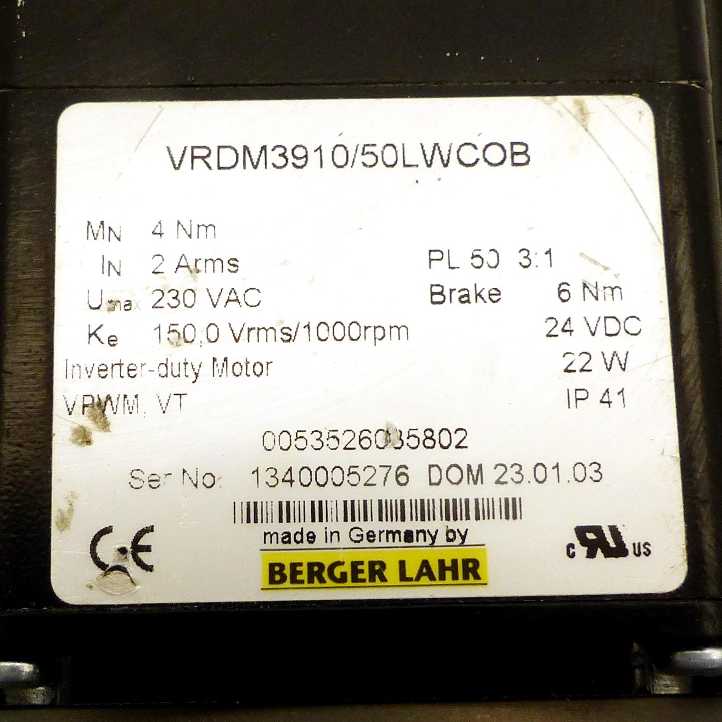 Produktfoto 2 von BERGER LAHR Inverter-duty Motor VRDM3910/50LWCOB