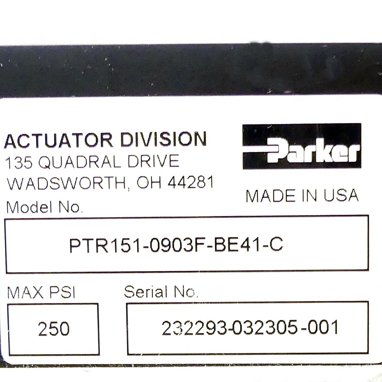 Produktfoto 2 von PARKER Actuator Division PTR 151-0903F-BE41-C