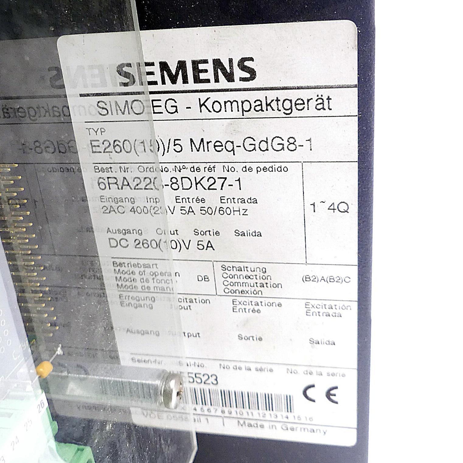 Produktfoto 2 von SIEMENS SIMOREG Kompaktgerät E260