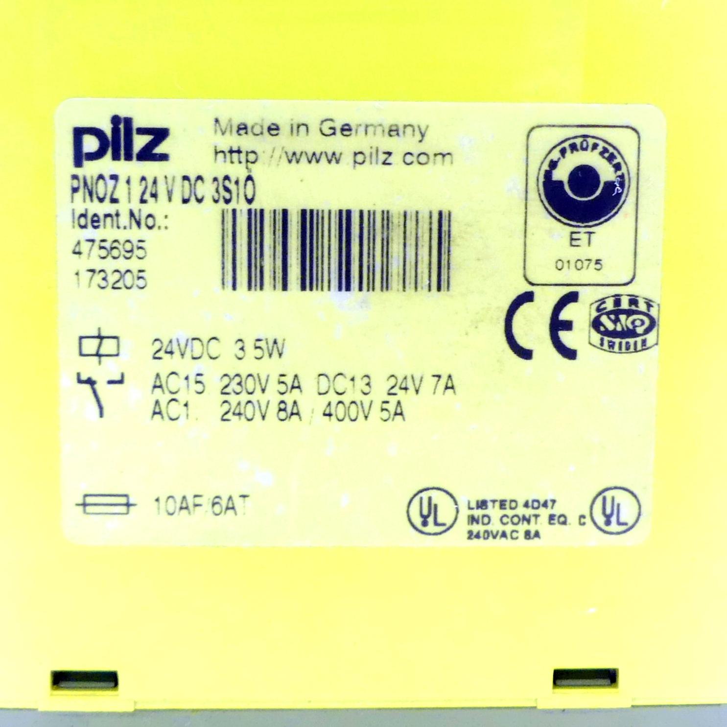 Produktfoto 2 von PILZ Sicherheitsrelais PNOZ 1 24 V DC 3S1Ö