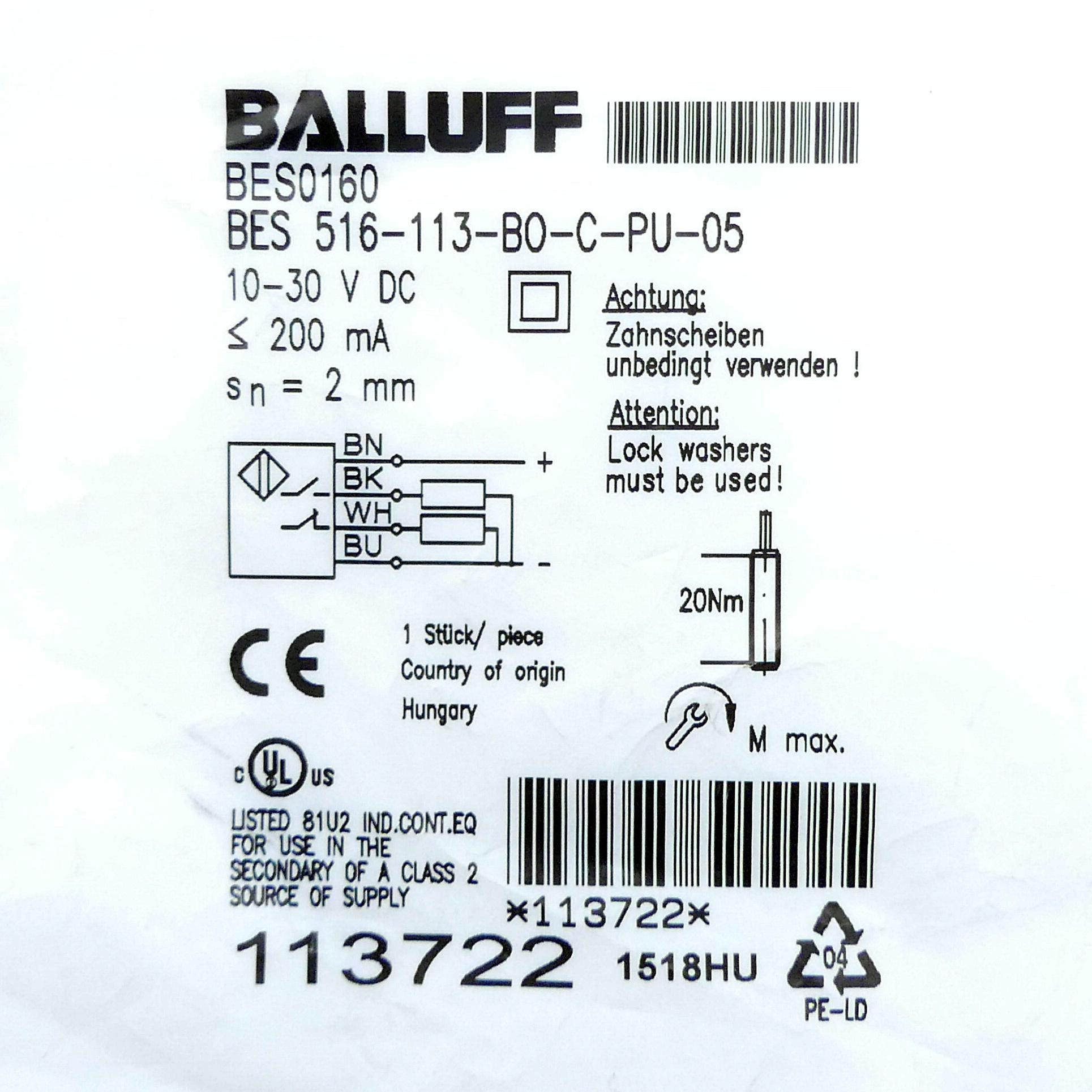 Produktfoto 2 von BALLUFF Induktiver sensor BES0160