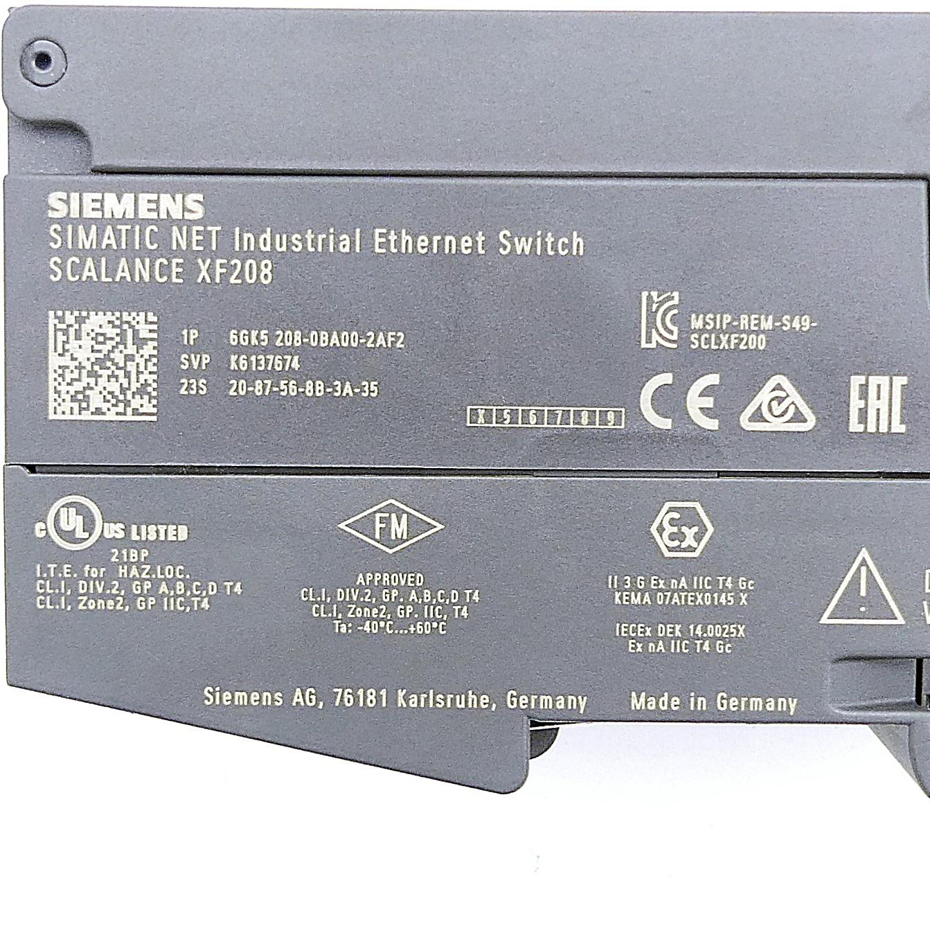 Produktfoto 2 von SIEMENS SIMATIC Net Industrial Ethernet Switch Scalance XF208