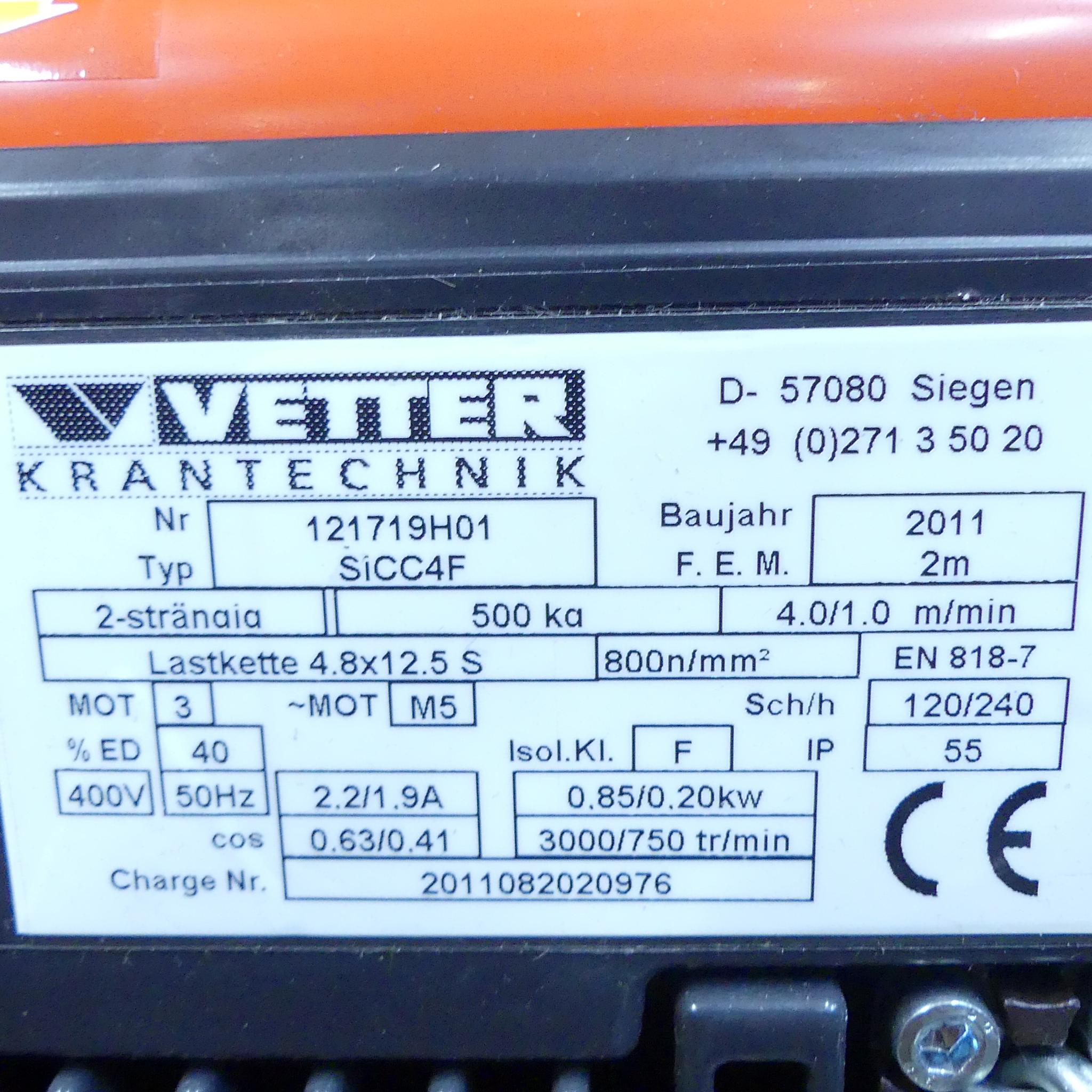 Produktfoto 2 von VETTER KRANTECHNIK Elektrokettenzug SiCC4F