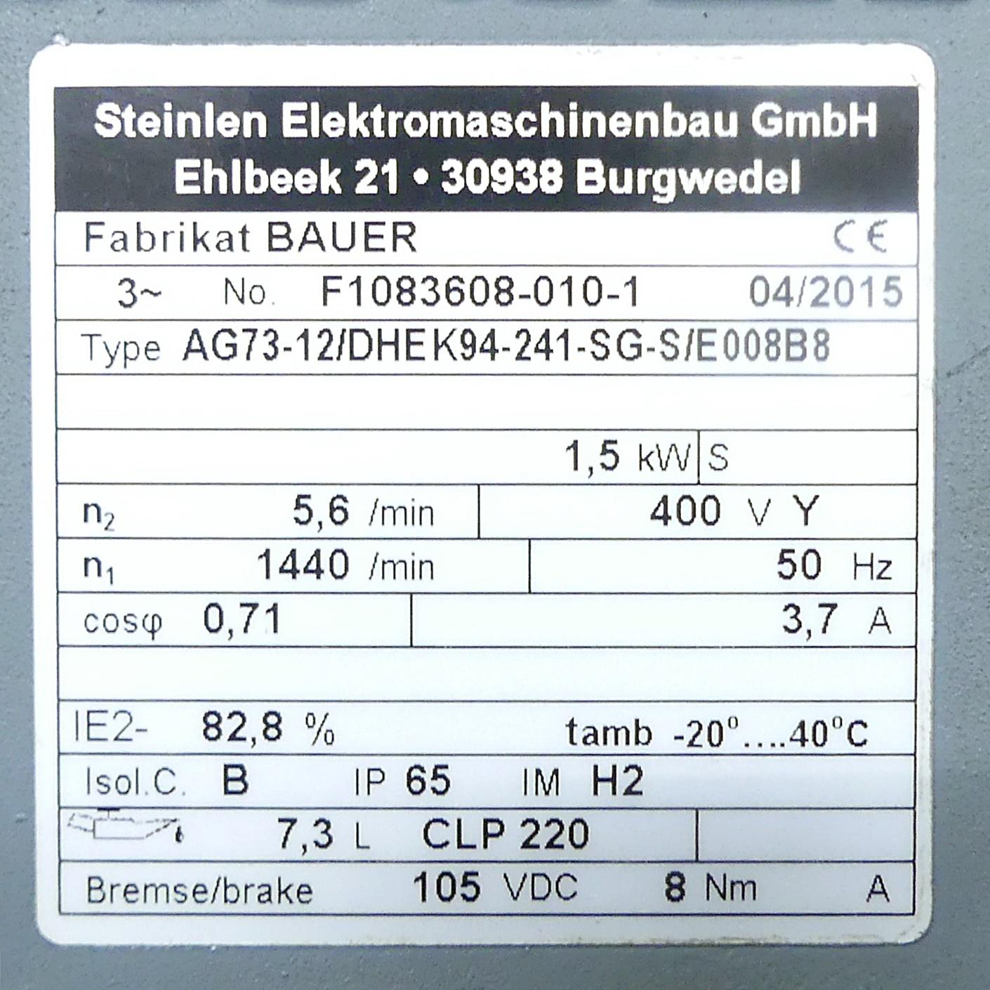 Produktfoto 2 von BAUER Flachgetriebemotor mit Bremse