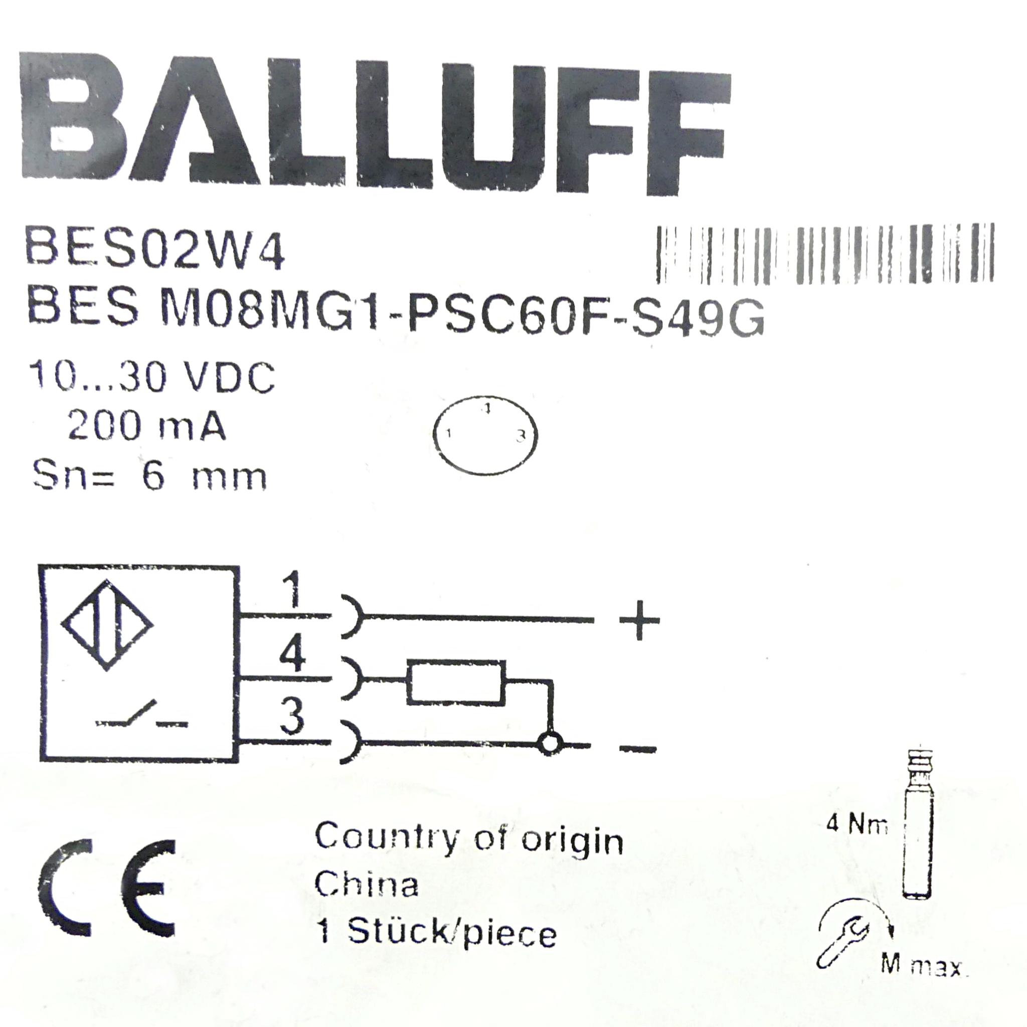 Produktfoto 2 von BALLUFF Induktiver Standardsensor BES02W4