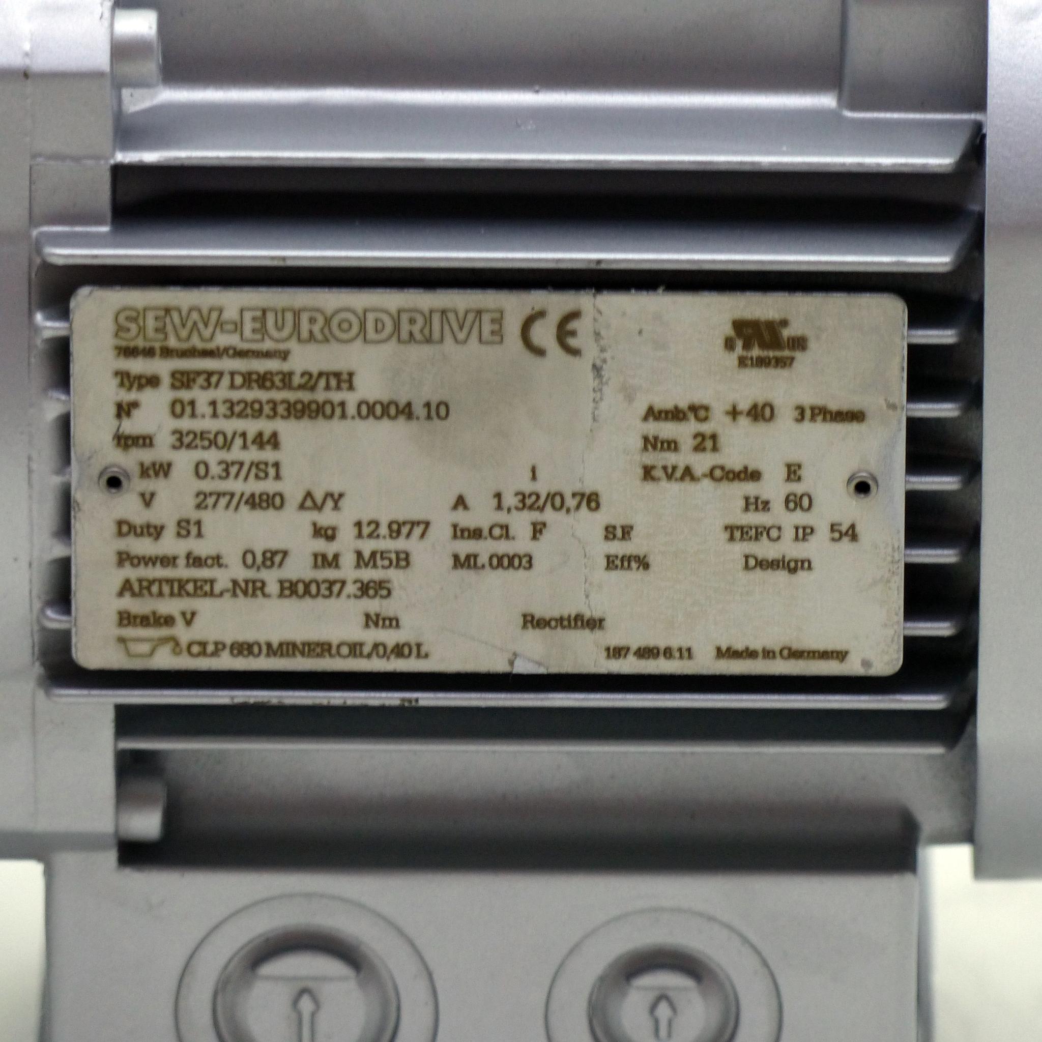 Produktfoto 2 von SEW-EURODRIVE Getriebemotor SF37 DR63L2/TH