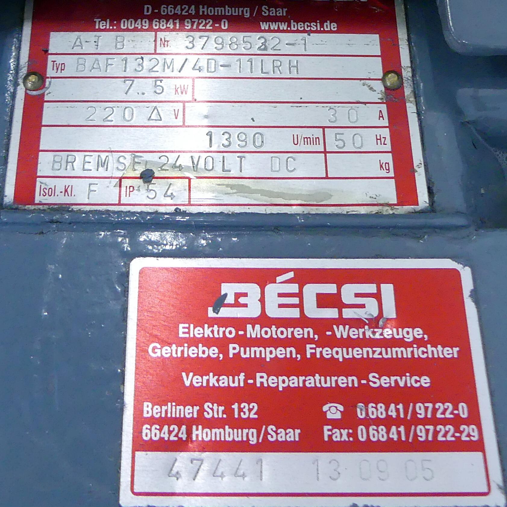 Produktfoto 2 von BECSI Drehstrommotor BAF132M/4D-11LRH