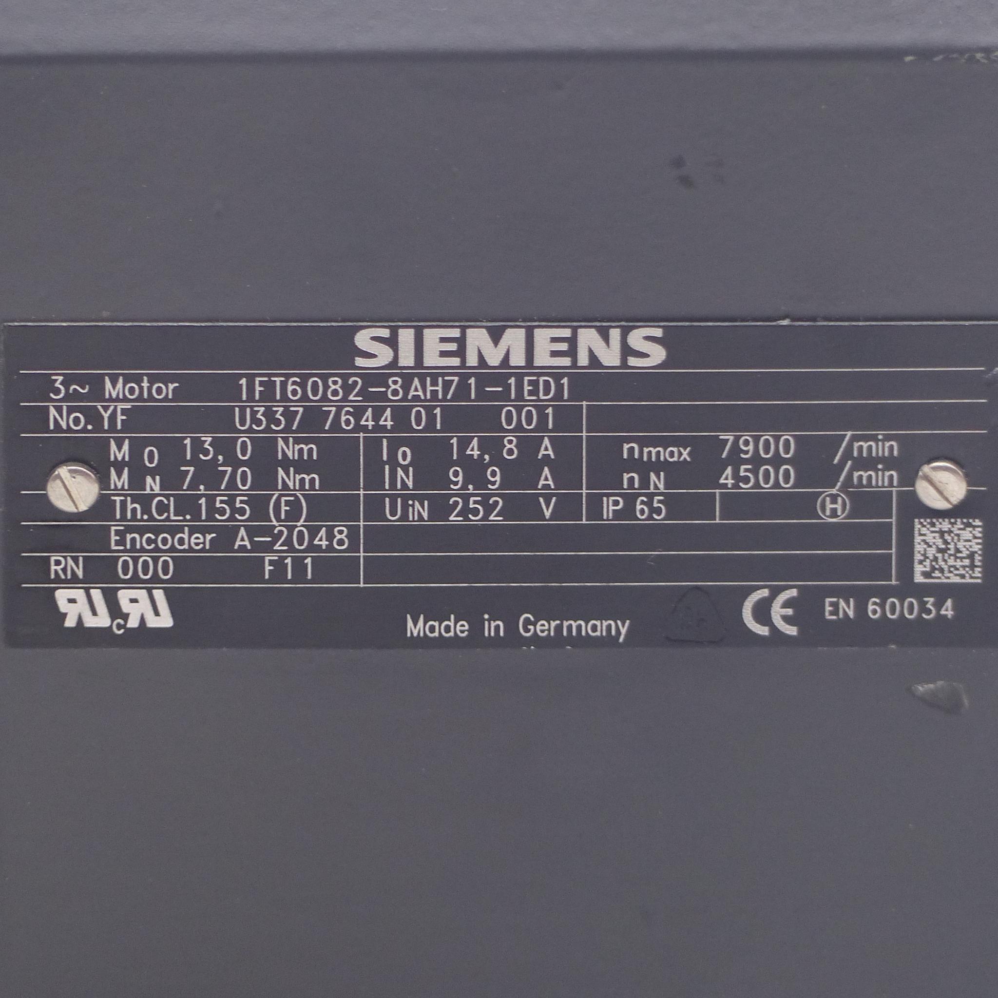 Produktfoto 2 von SIEMENS Servomotor 1FT6082-8AH71-1ED1