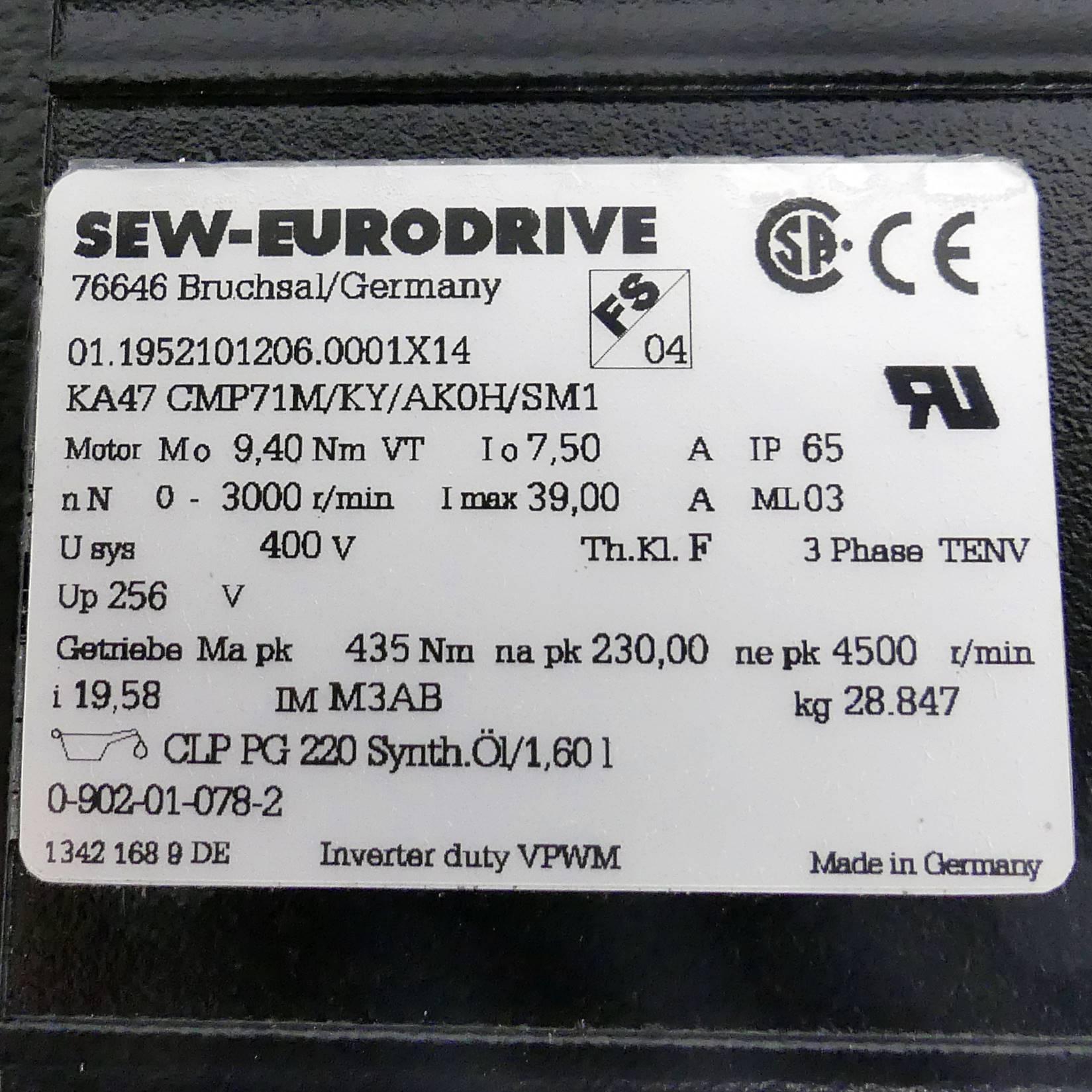 Produktfoto 2 von SEW-EURODRIVE KA47 CMP71M/KY/AK0H/SM1