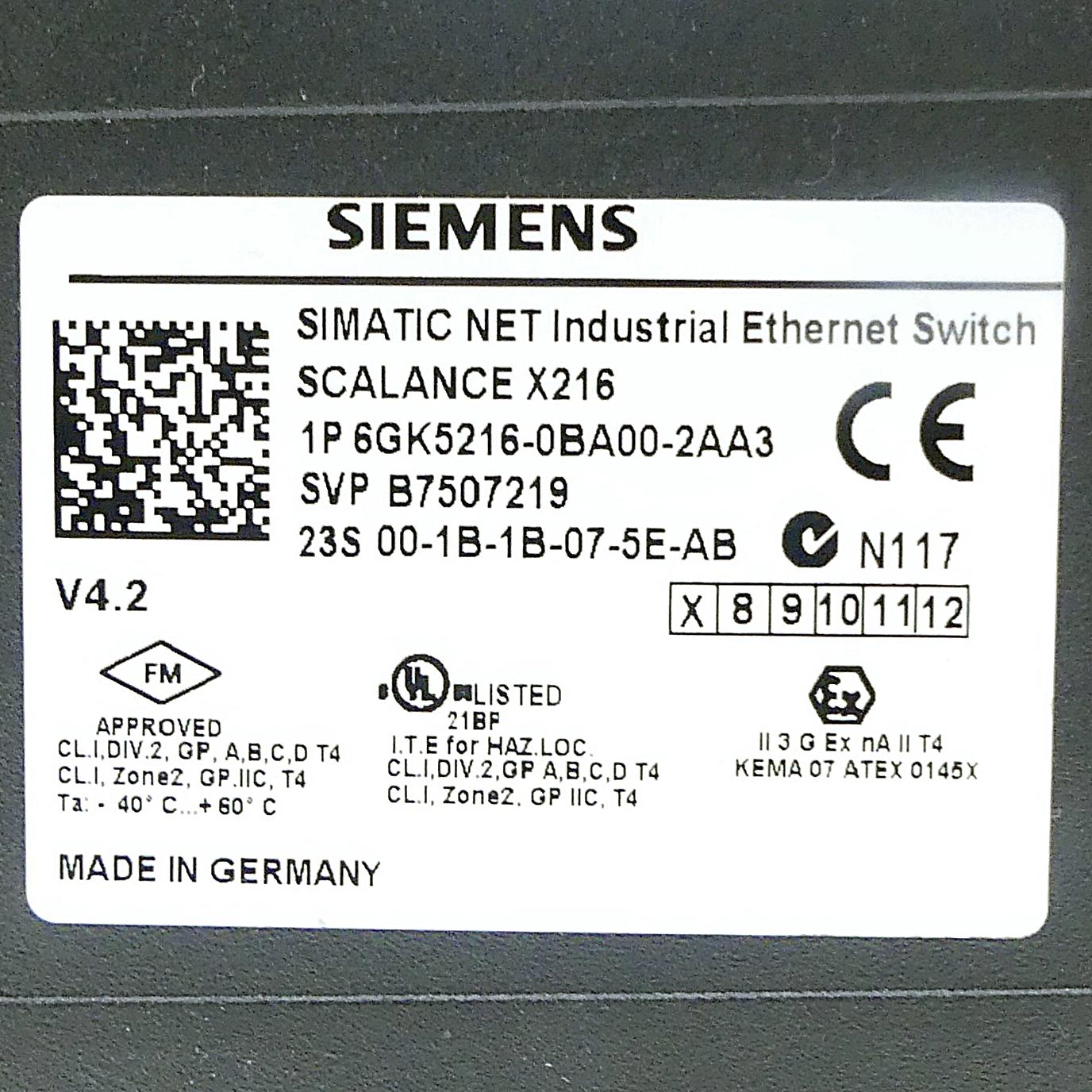 Produktfoto 2 von SIEMENS Ethernet-Switch SCALANCE X216