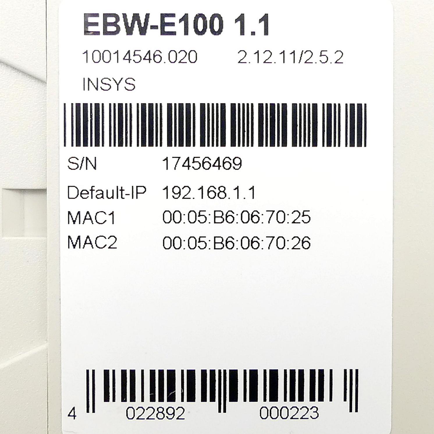 Produktfoto 2 von INSYS Industrierouter EBW-E100 1.1