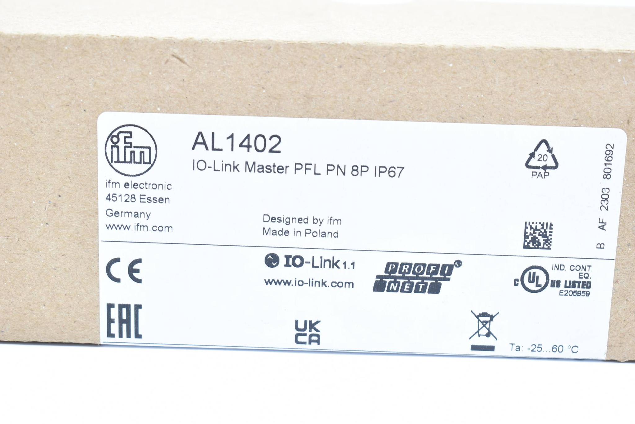 Produktfoto 3 von IFM IO-Link Master mit PROFINET-Schnittstelle AL1402 ( PFL PN 8P IP67 )