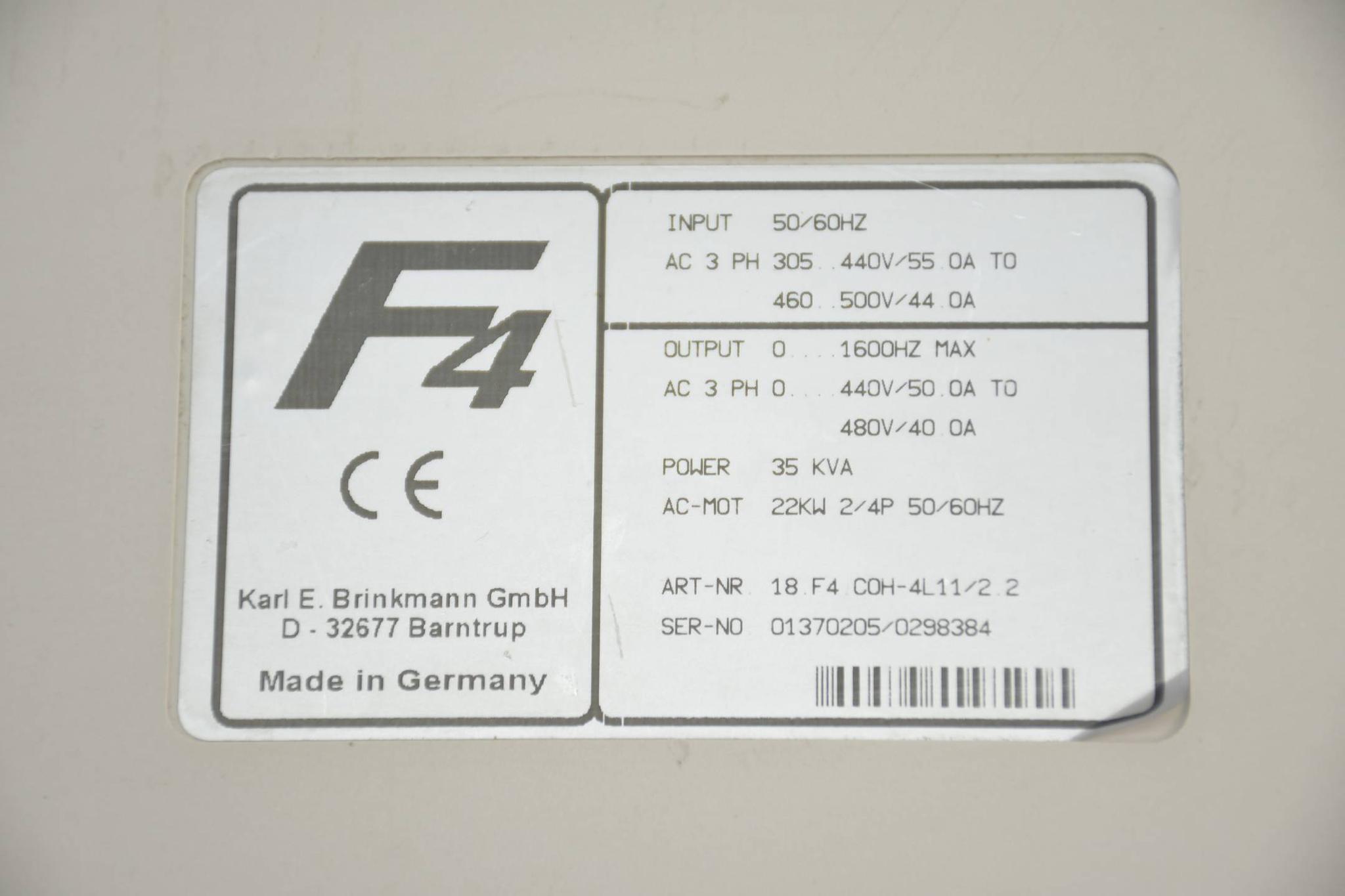 Produktfoto 3 von KEB combivert F4 Frequenzumrichter 18.F4.C0H-4L11/2.2 ( 18F4COH ) 18F4C0H-4L11