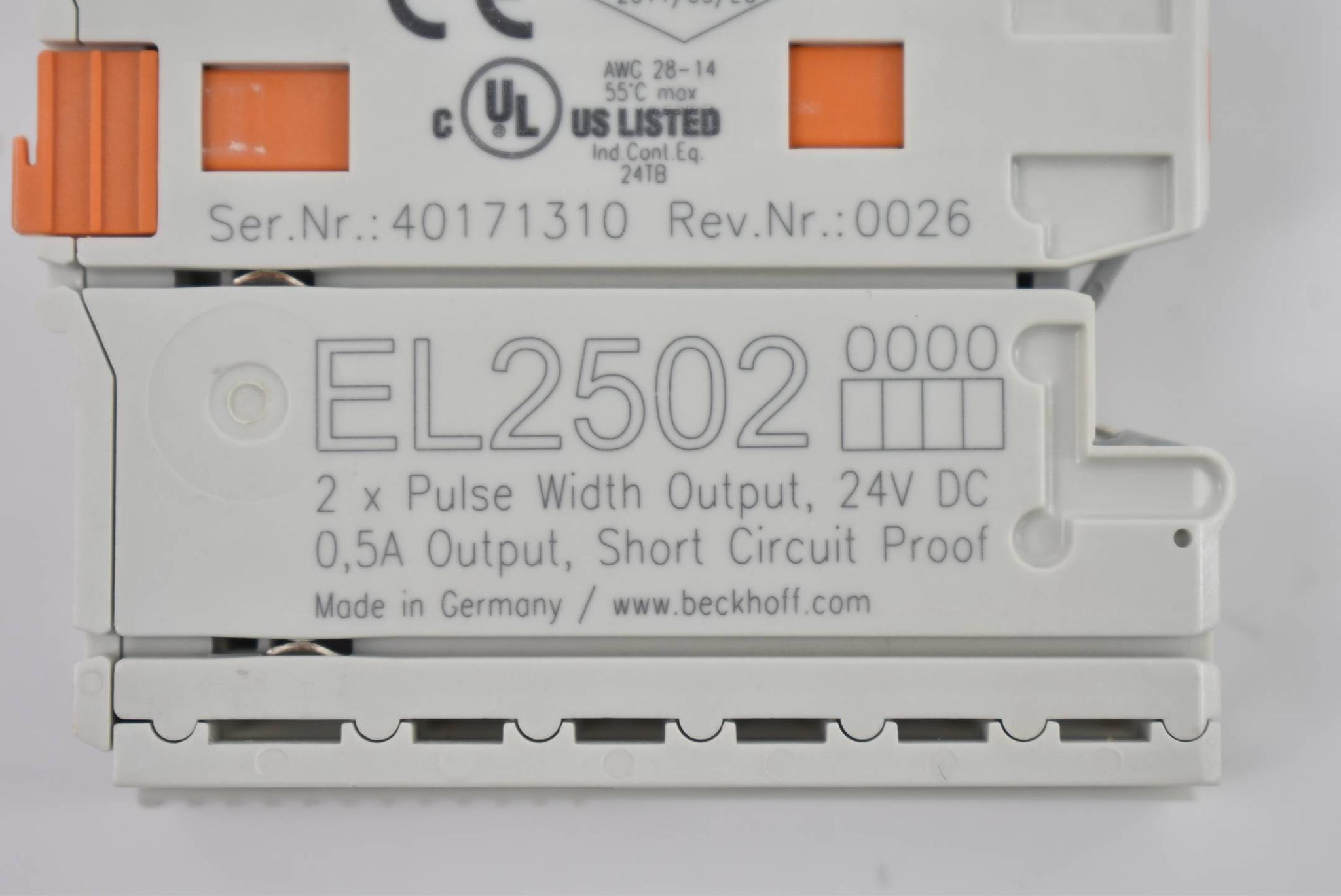 Produktfoto 2 von Beckhoff EtherCAT-Klemme 2-Kanal-PWM-Ausgang EL2502 ( EL 2502 )