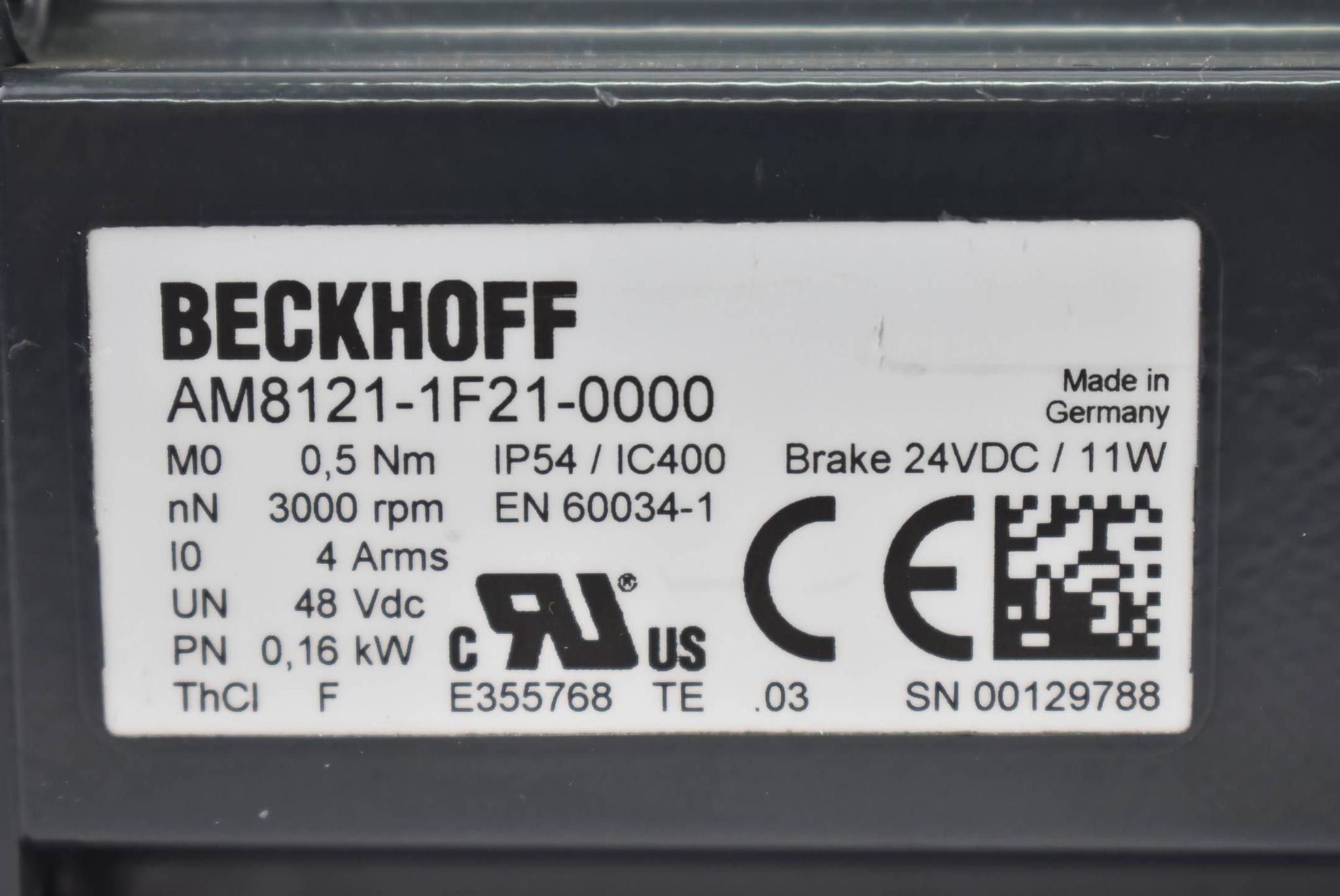 Produktfoto 3 von Beckhoff Servomotor ( 0,5Nm 24VDC 11W 0,16kW ) AM8121-1F21-0000