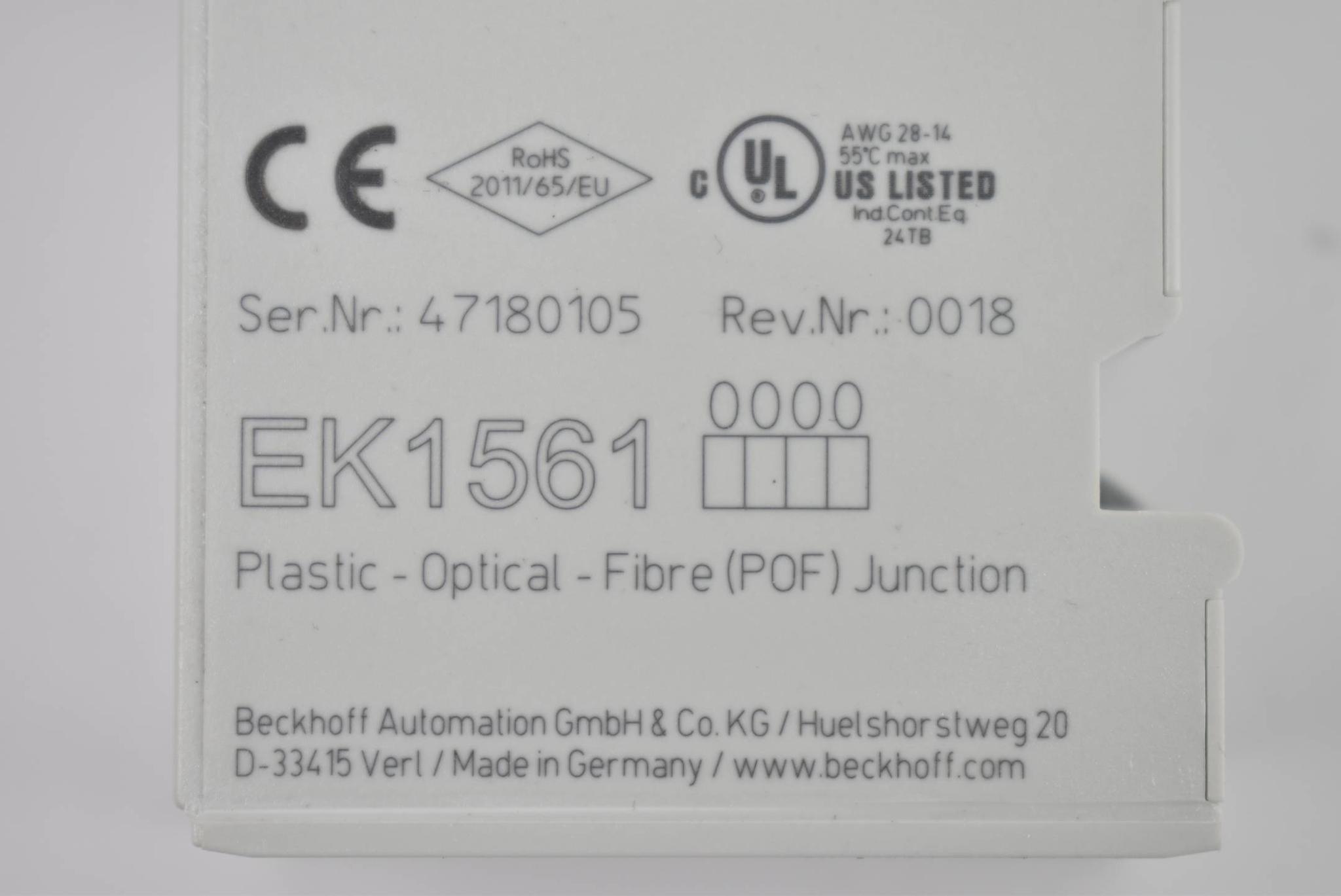 Produktfoto 2 von Beckhoff 1-Port-EtherCAT-POF-Abzweig EK1561 ( EK 1561 )