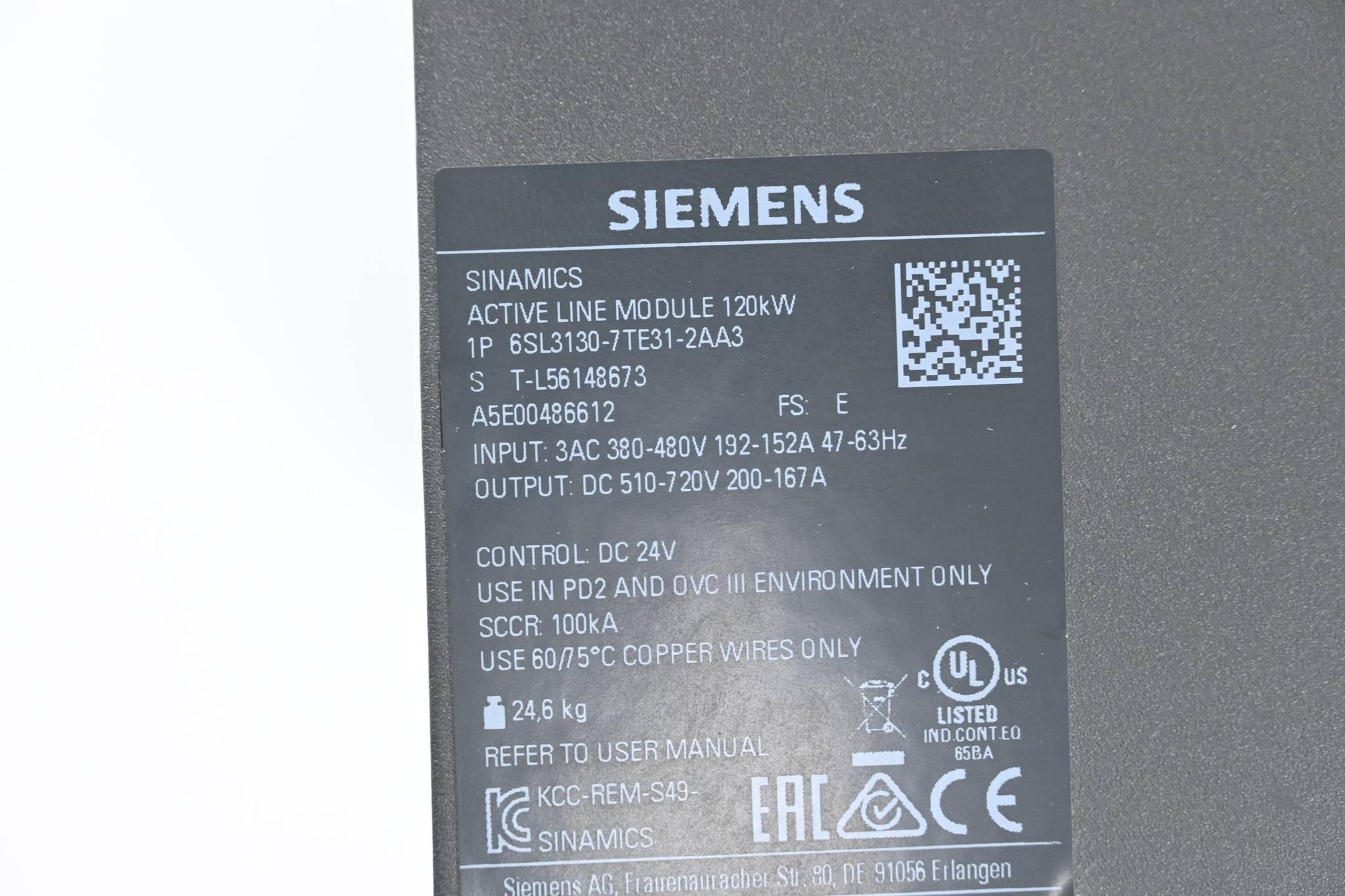 Produktfoto 3 von Siemens Sinamics Active Line Modul 6SL3130-7TE31-2AA3 ( 6SL3 130-7TE31-2AA3 )V.E