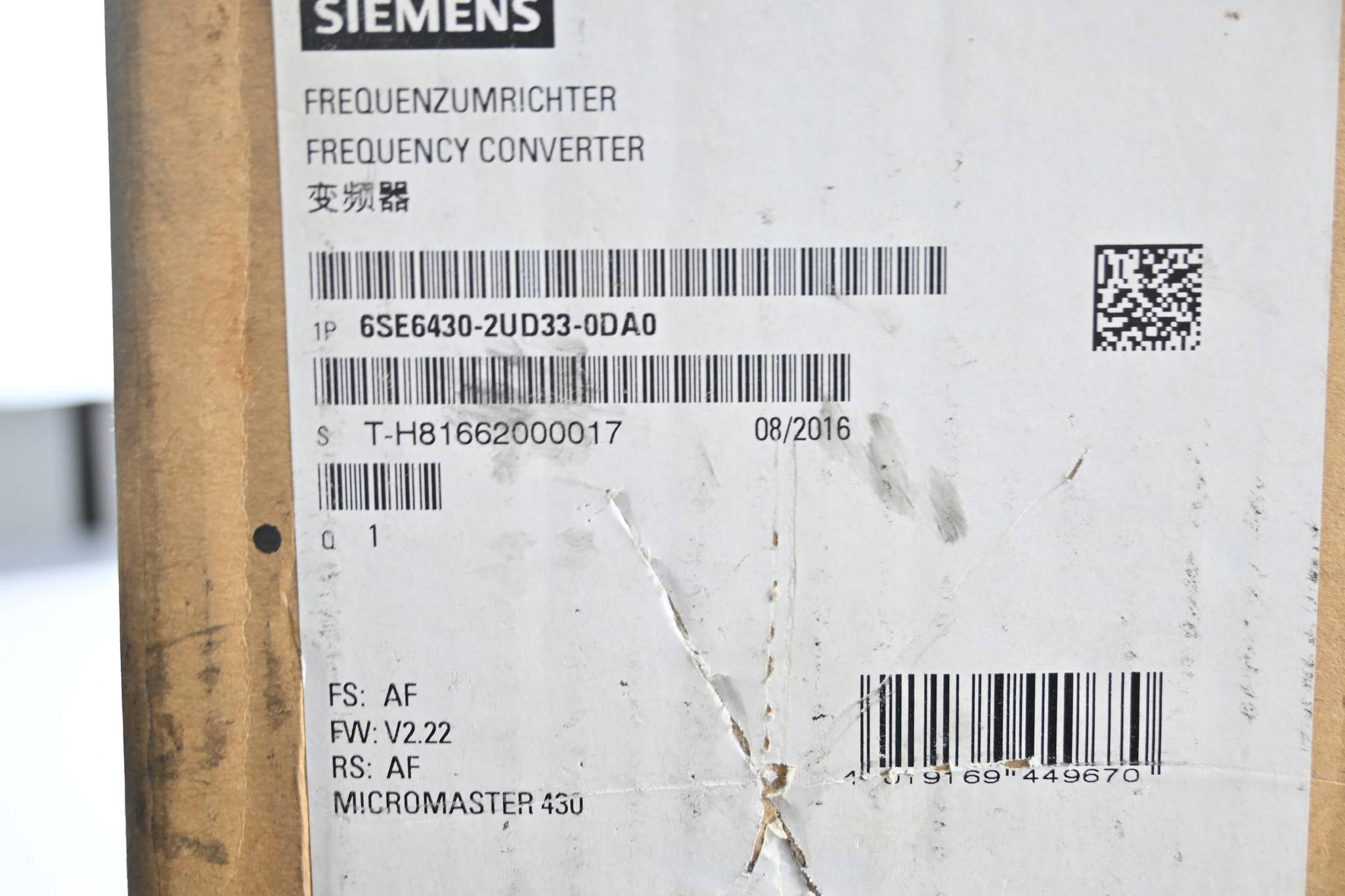 Produktfoto 4 von Siemens Micromaster 430 6SE6430-2UD33-0DA0 ( 6SE6 430-2UD33-0DA0 )FS:AF FW:V2.22