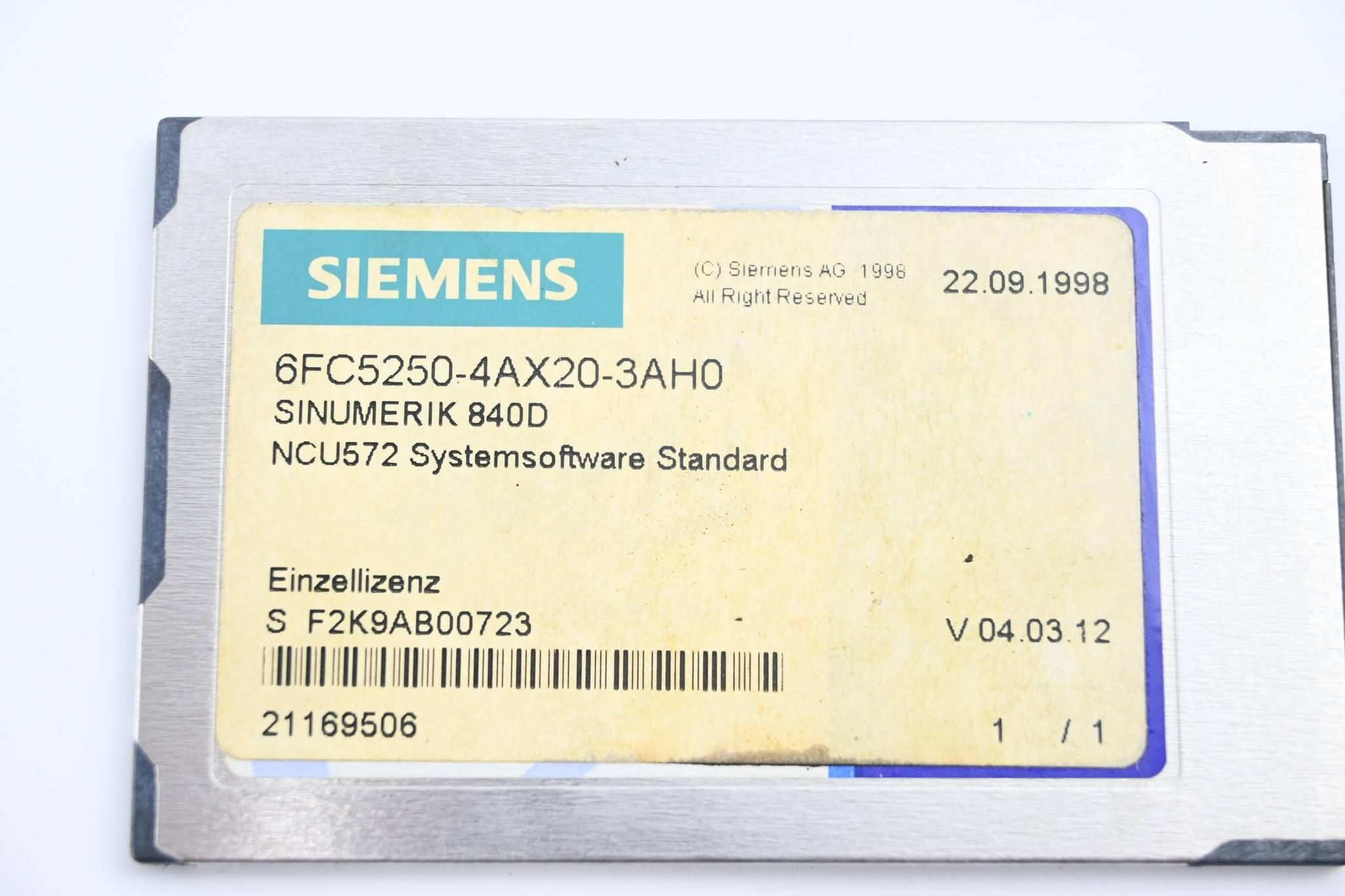 Produktfoto 1 von Siemens Sinumerik 840D NCU572 CNC-SW 6FC5250-4AX20-3AH0 ( 6FC5 250-4AX20-3AH0 )