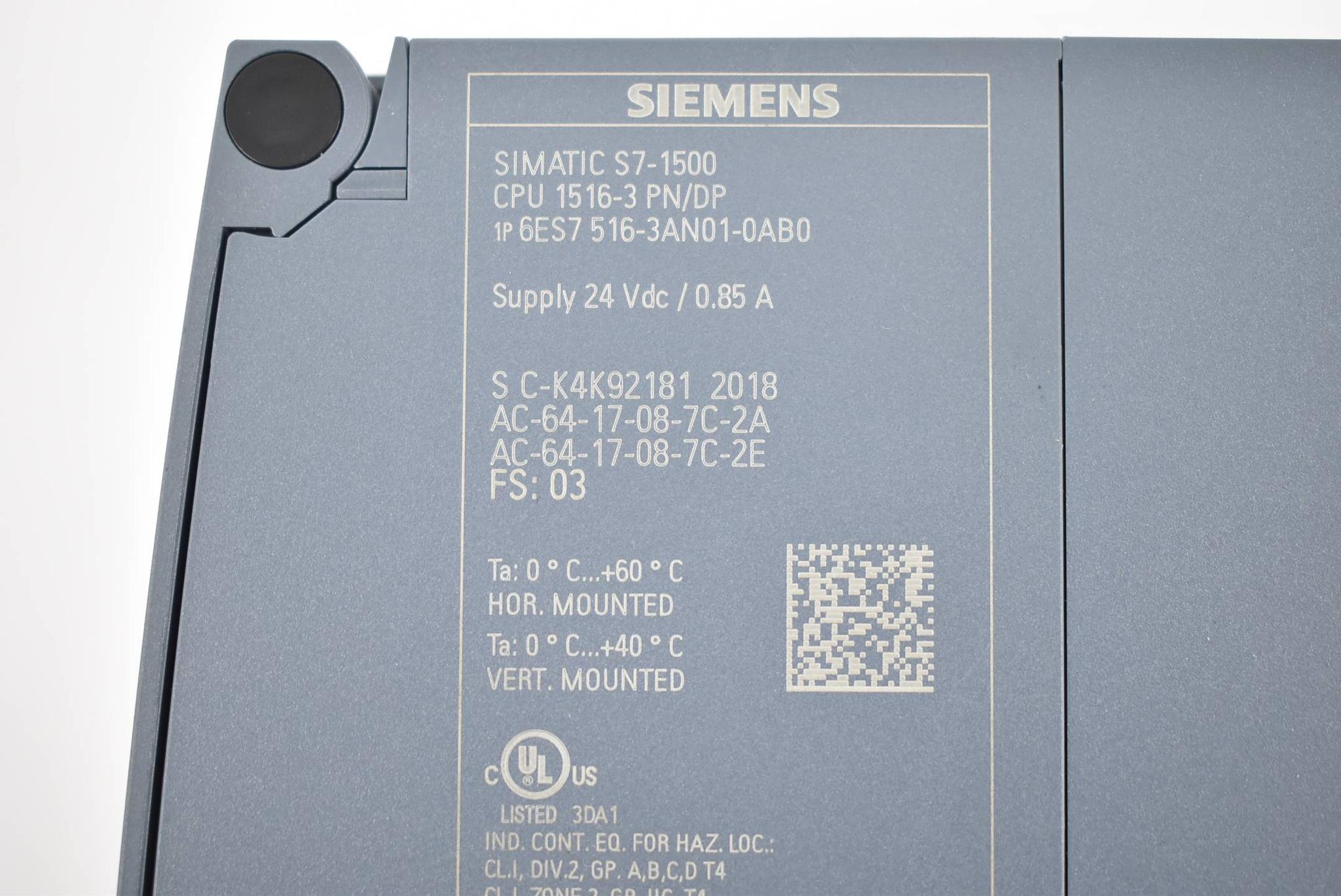 Produktfoto 3 von Siemens simatic S7-1500 CPU 6ES7 516-3AN01-0AB0 ( 6ES7516-3AN01-0AB0 ) E3