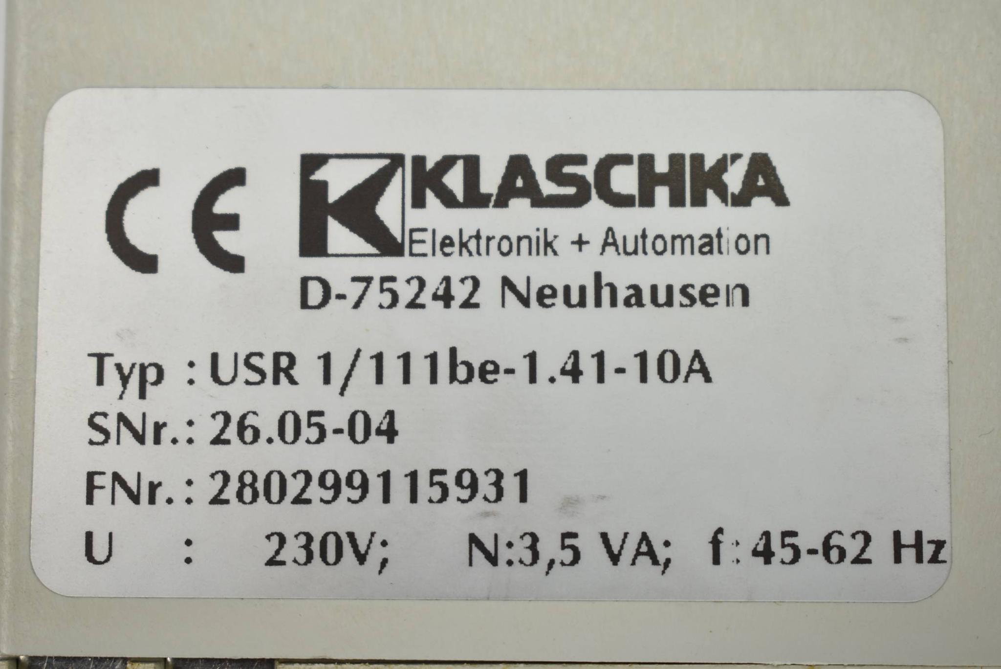 Produktfoto 2 von Klaschka Elektronik Drehzahlrelais USR 1/111be-1.41-10A ( 280229115931 )