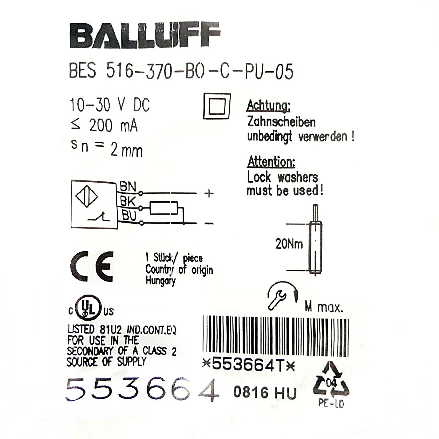 Produktfoto 2 von BALLUFF Induktiver Näherungsschalter BES01K5