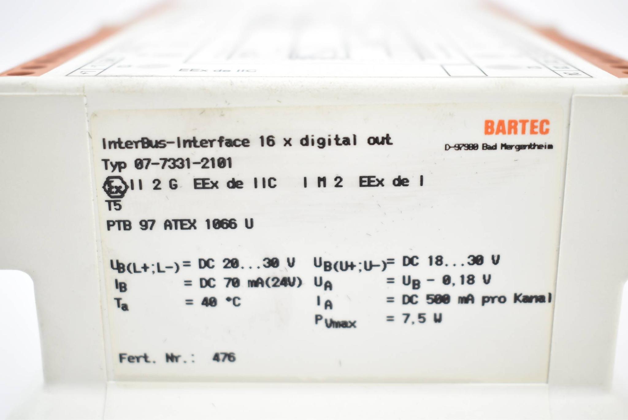 Produktfoto 3 von Bartec Interbus Interface 16 x digital out 07-7331-2101