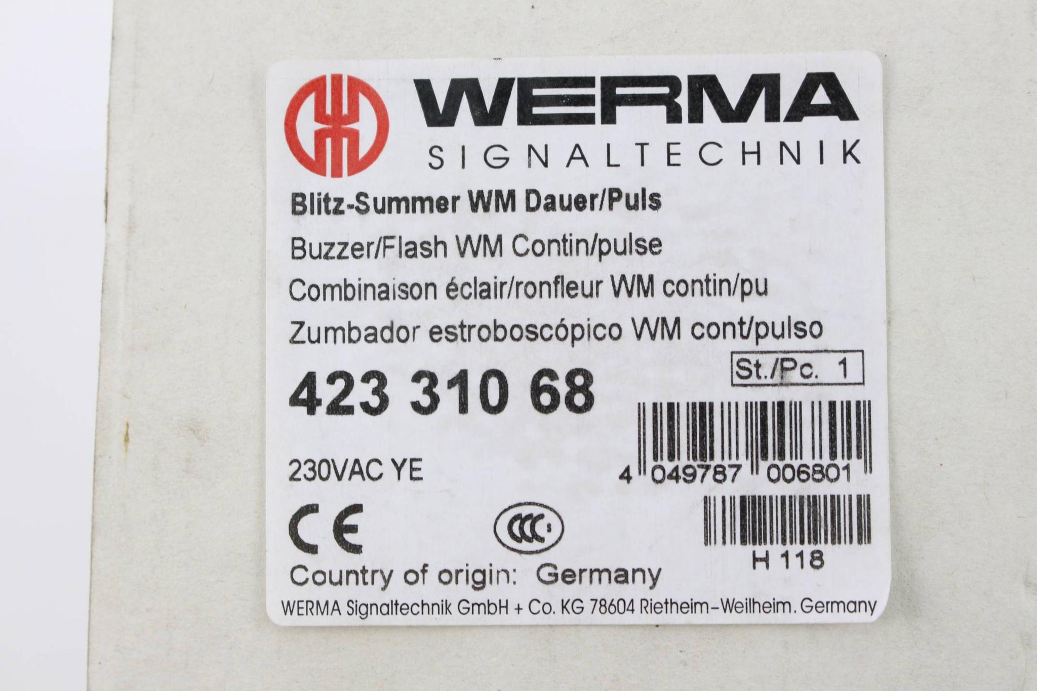 Produktfoto 2 von Werma Signaltechnik Blitz-Summer Dauer/Puls 230 VAC 423 310 68 ( 423.310.68 )