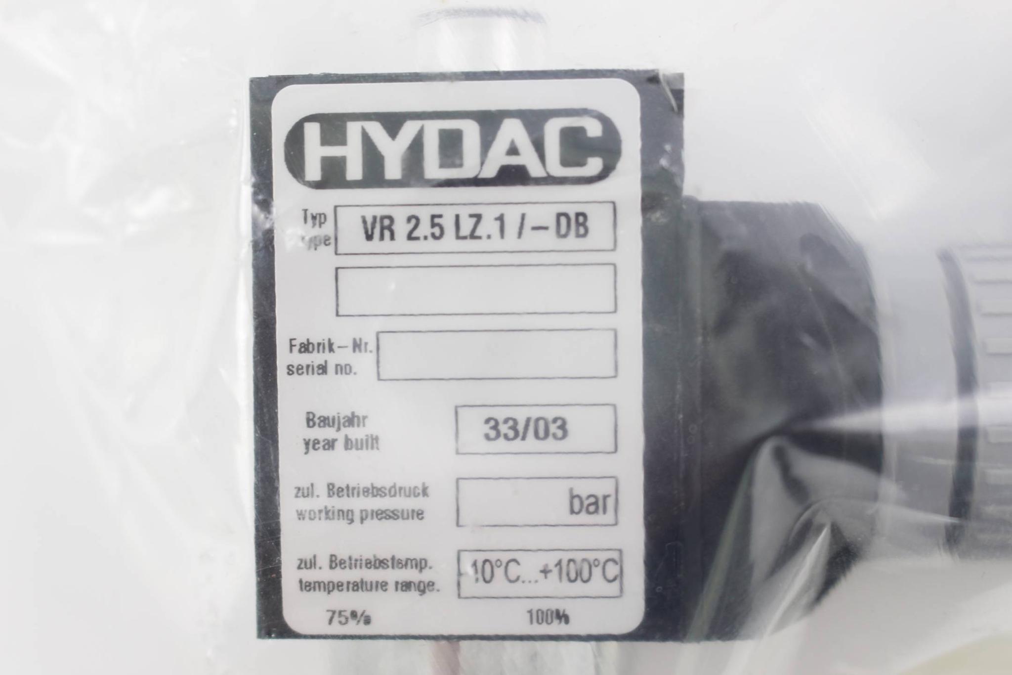 Hydac Filterverschmutzungsanzeige VR 2.5 LZ.1/-DB -10°C +100°C ( 1250617 )