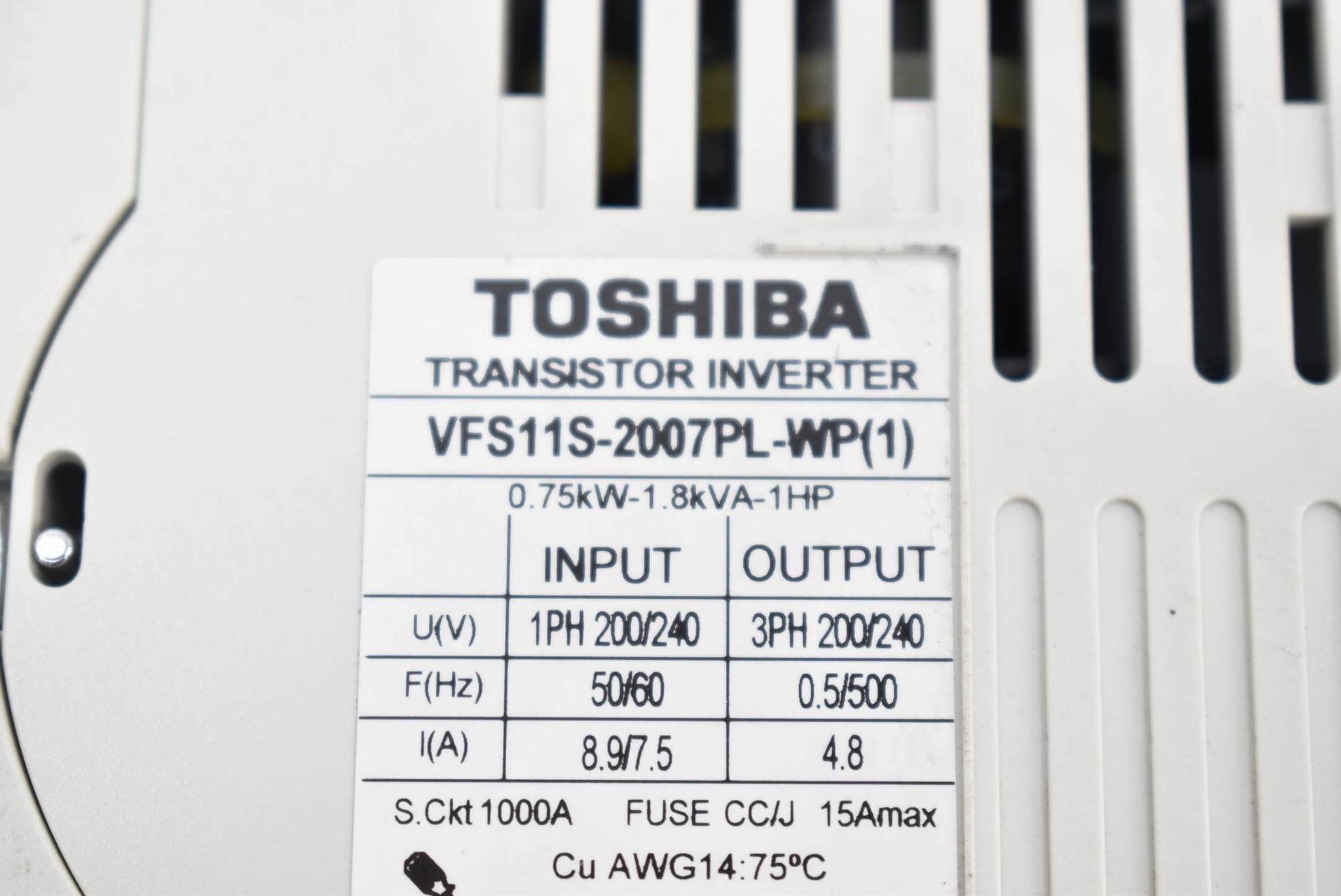 Produktfoto 5 von Toshiba VF-S11 Transistor Inverter VFS11S-2007PL-WP(1) 0.75kW-1.8kVA-1HP