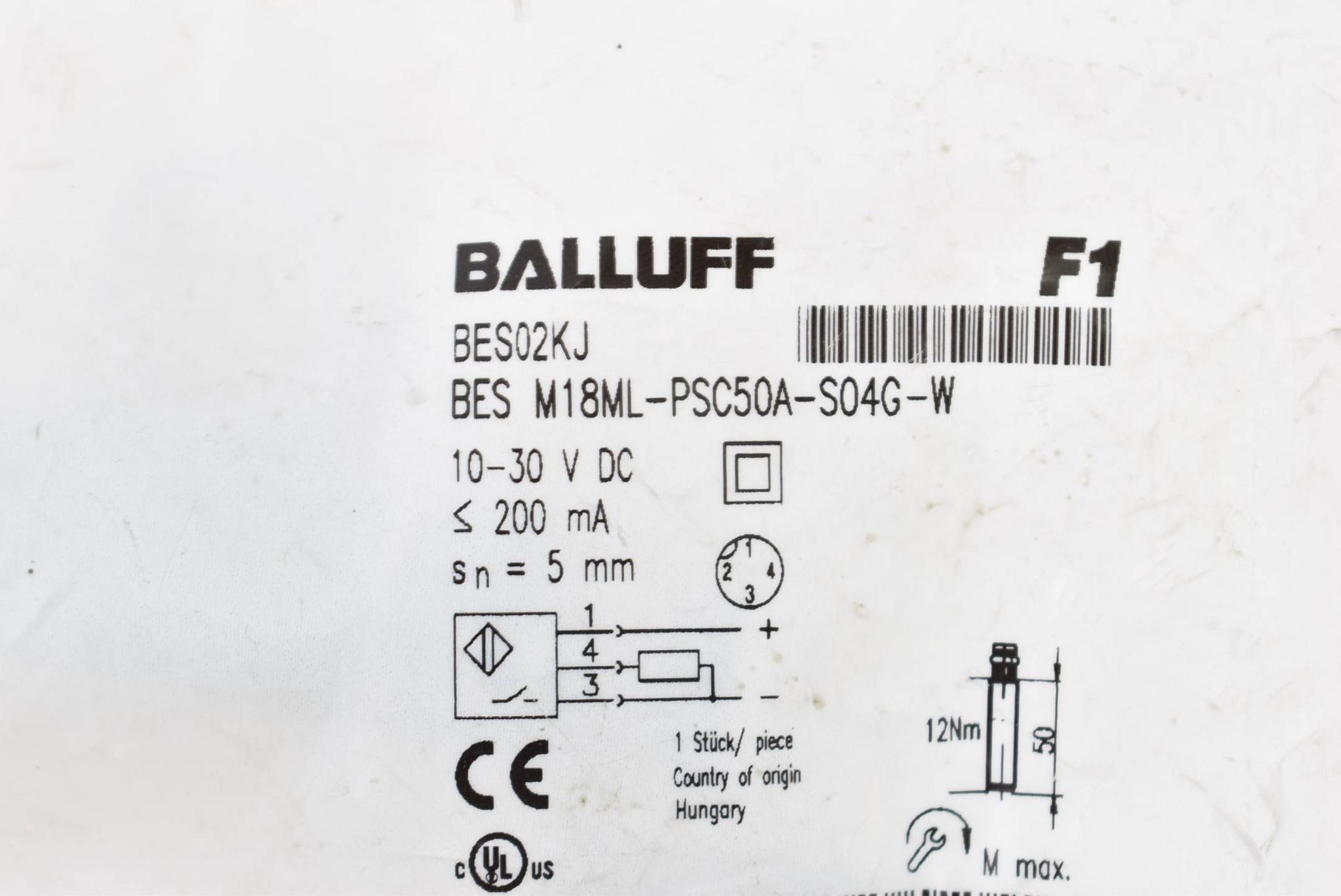 Produktfoto 1 von Balluff Induktiver Faktor 1-Sensor BES02KJ BES M18ML-PSC50A-S04G-W ( 133435 )