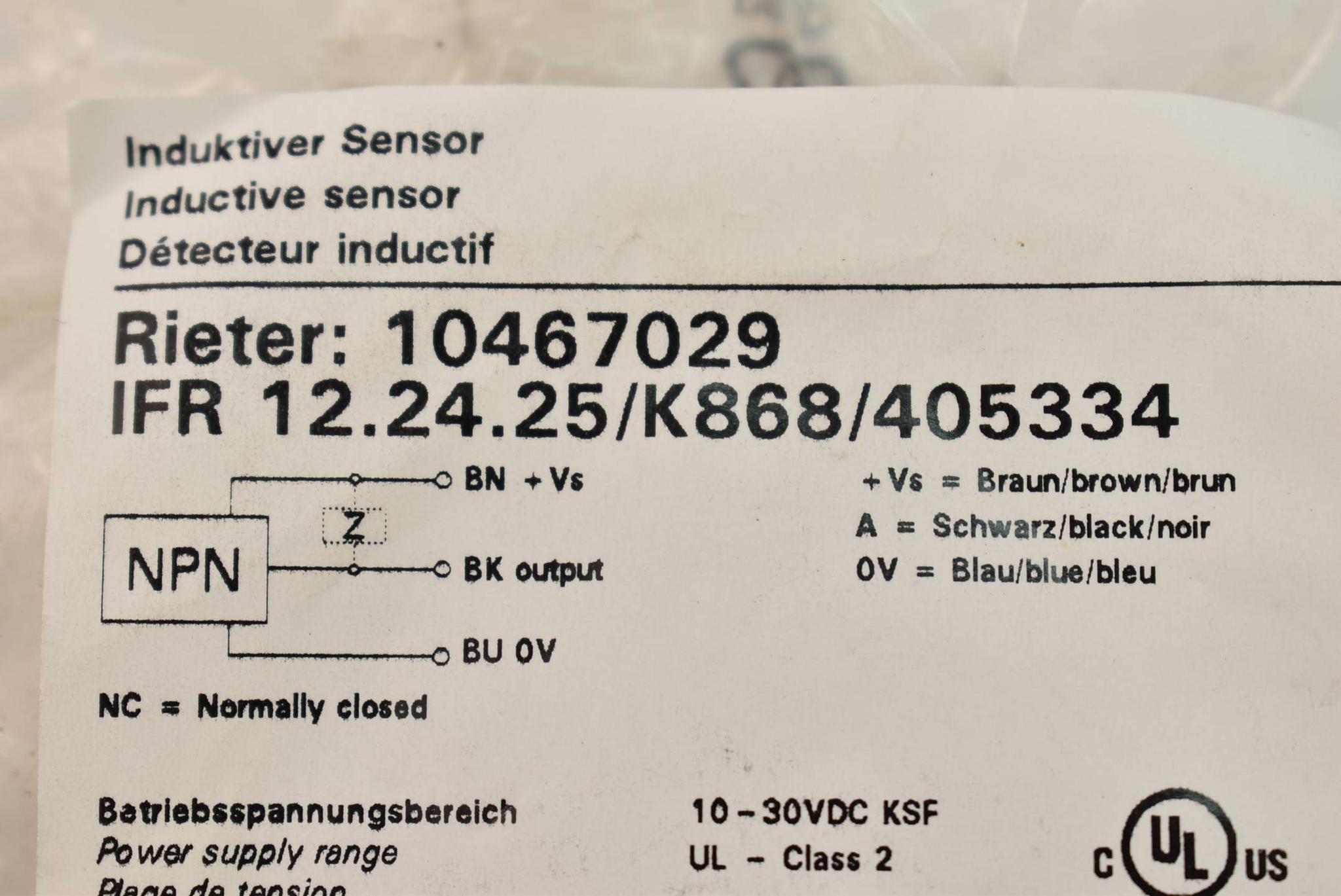 Produktfoto 2 von Baumer Electric Induktiver Sensor 10-30VDC IFR 12.24.25/K868/405334 ( 10467029 )