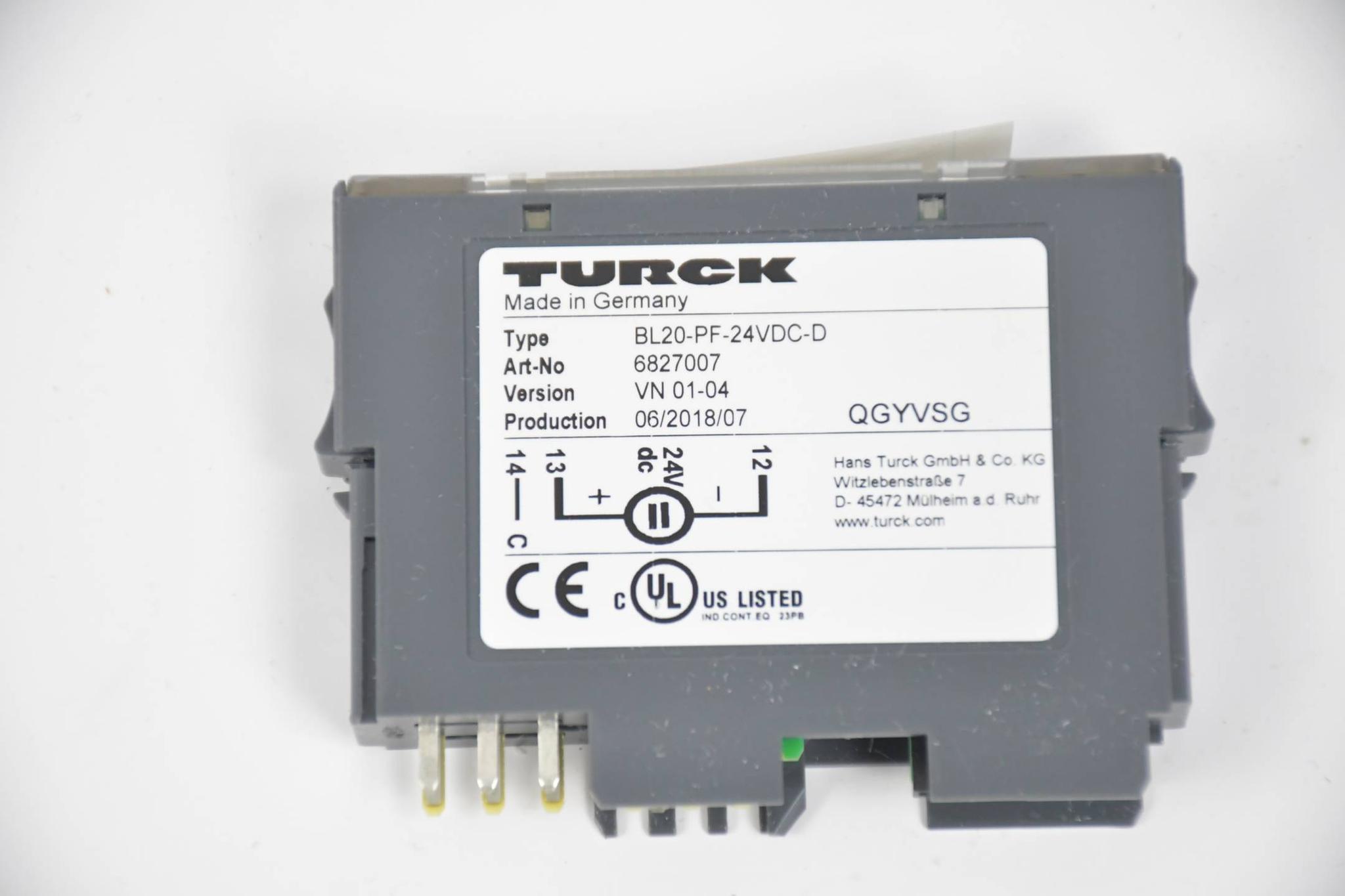 Produktfoto 2 von Turck BL20 Elektronik Versorgung BL20-PF-24VDC-D ( 6827007 )