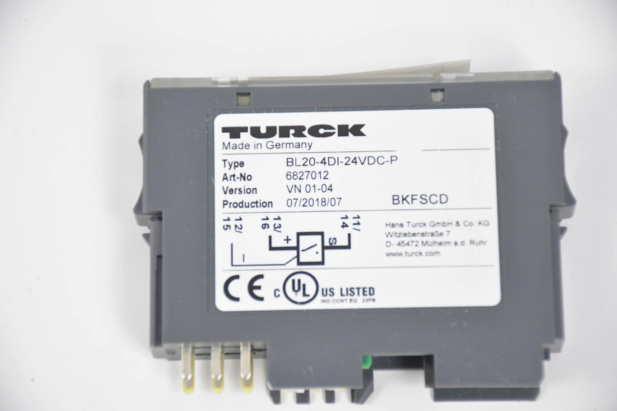 Produktfoto 2 von Turck BL20 Elektronik Digitaleingabe BL-20-4DI-24VDC-P ( 6827012 )