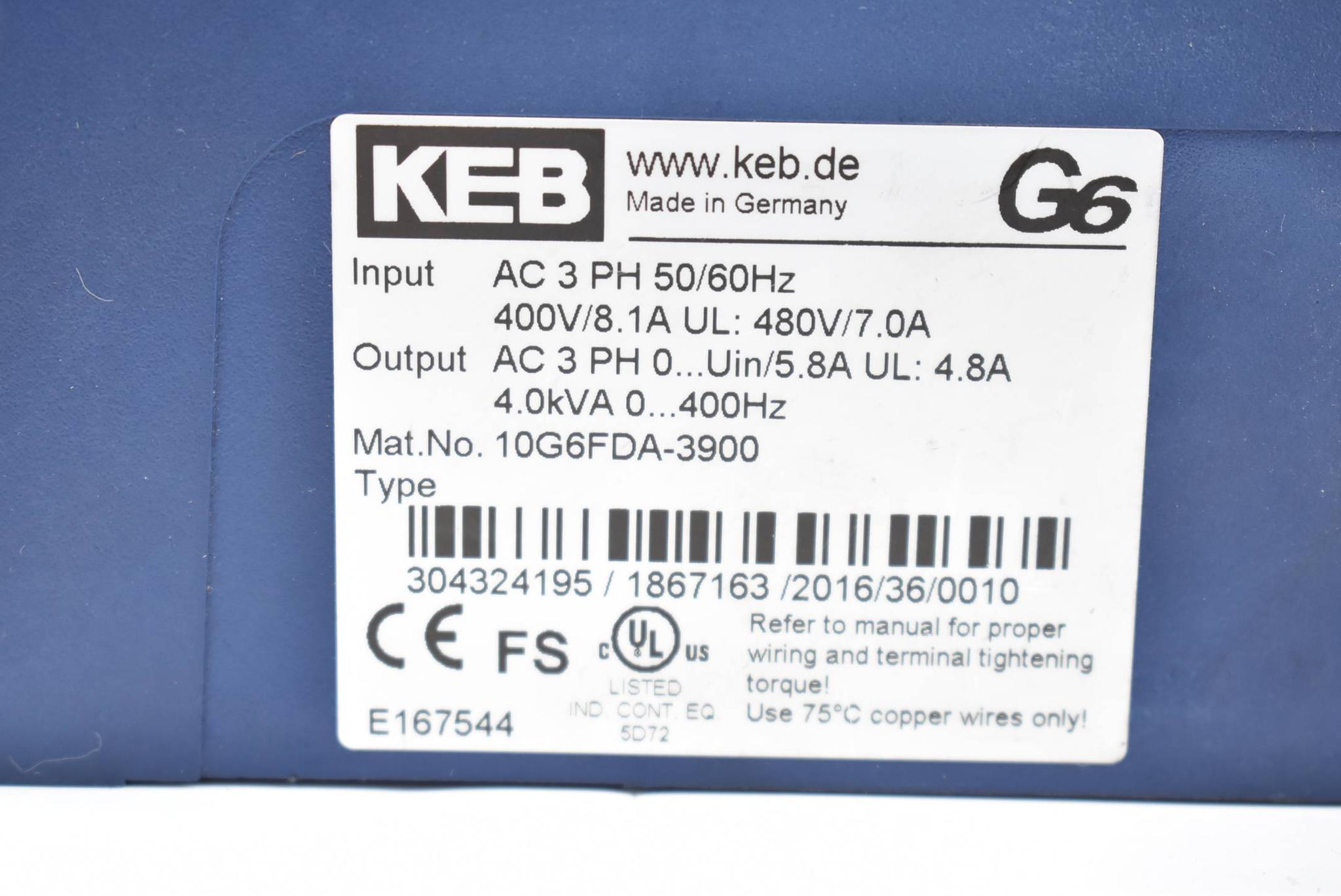 Produktfoto 2 von KEB Frequenzumrichter 10G6FDA-3900