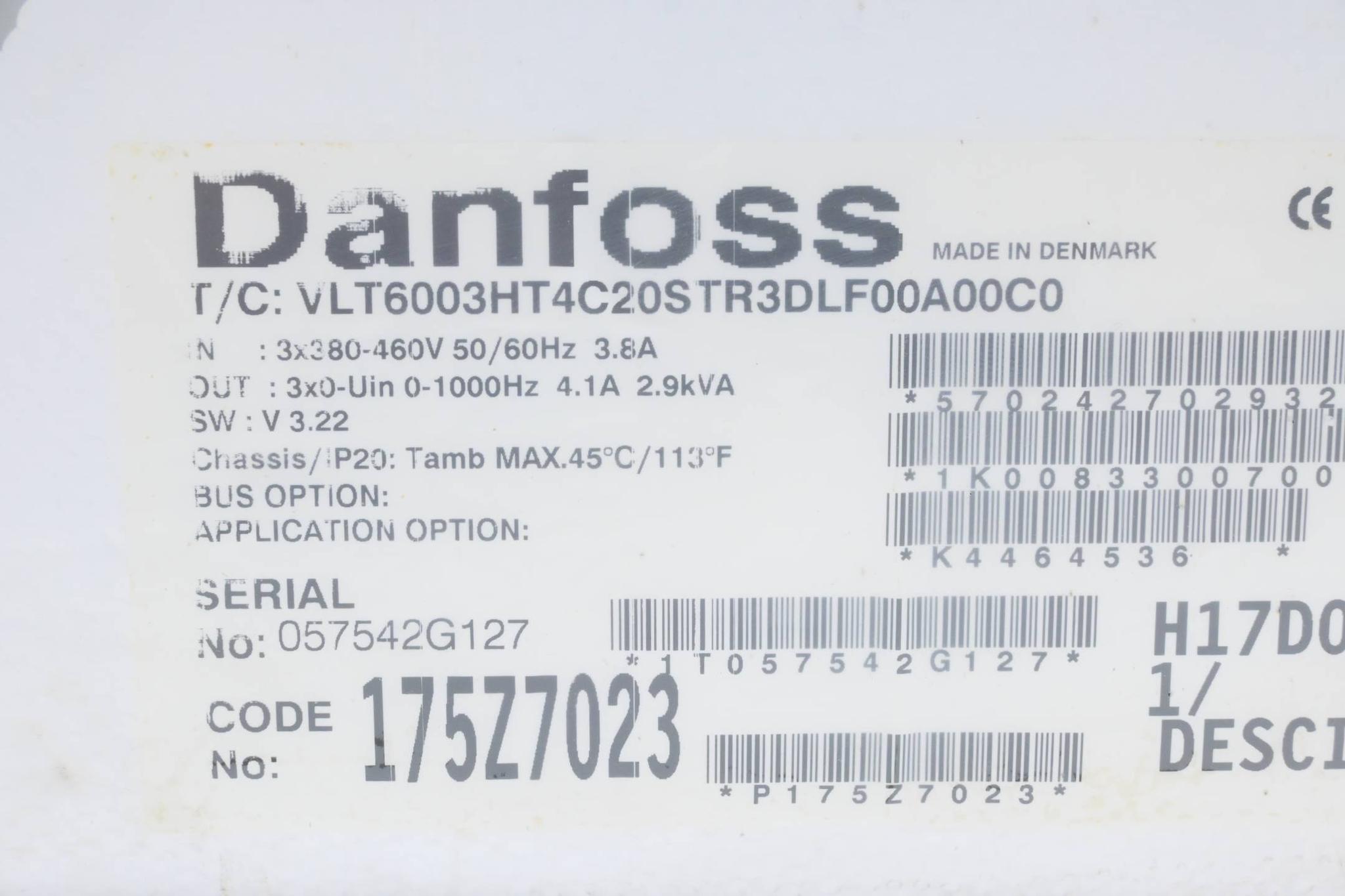 Produktfoto 1 von Danfoss Frequenzumrichter VLT6003HT4C20STR3DLF00A00C0 ( 175Z7023 )