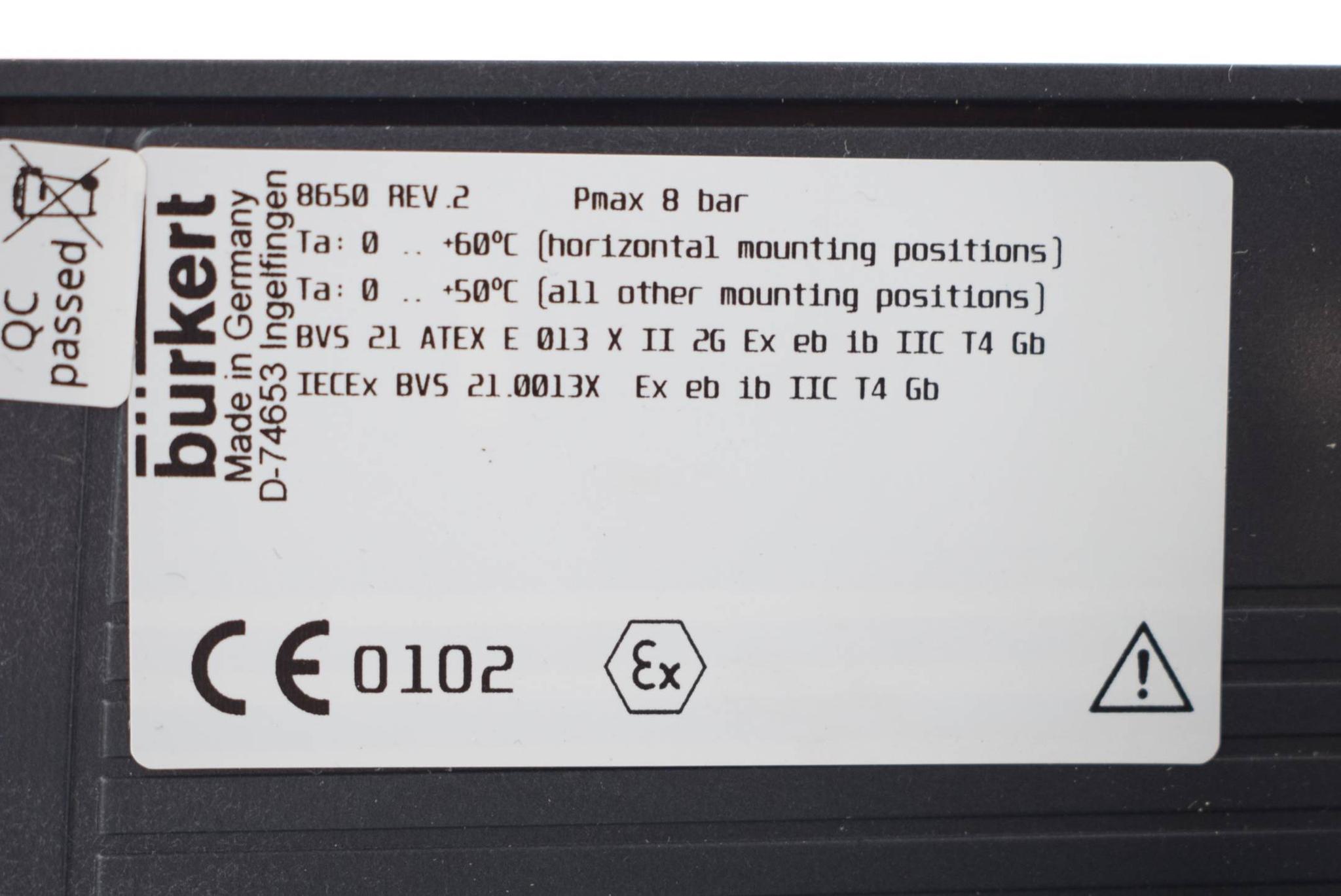 Produktfoto 1 von Bürket AirLINE Ex 8bar elektropneumatisches Automatisierungssystem 8650 Rev.2