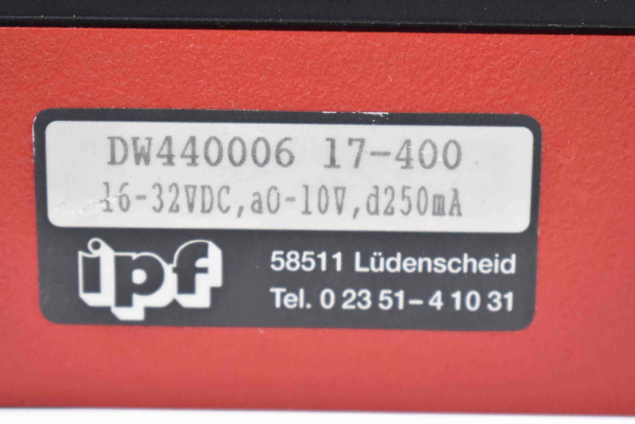 Produktfoto 3 von IPF electronic Unibar Drucksensor DW440006 17-400 ( 16-32VDC 0-10V 250mA )