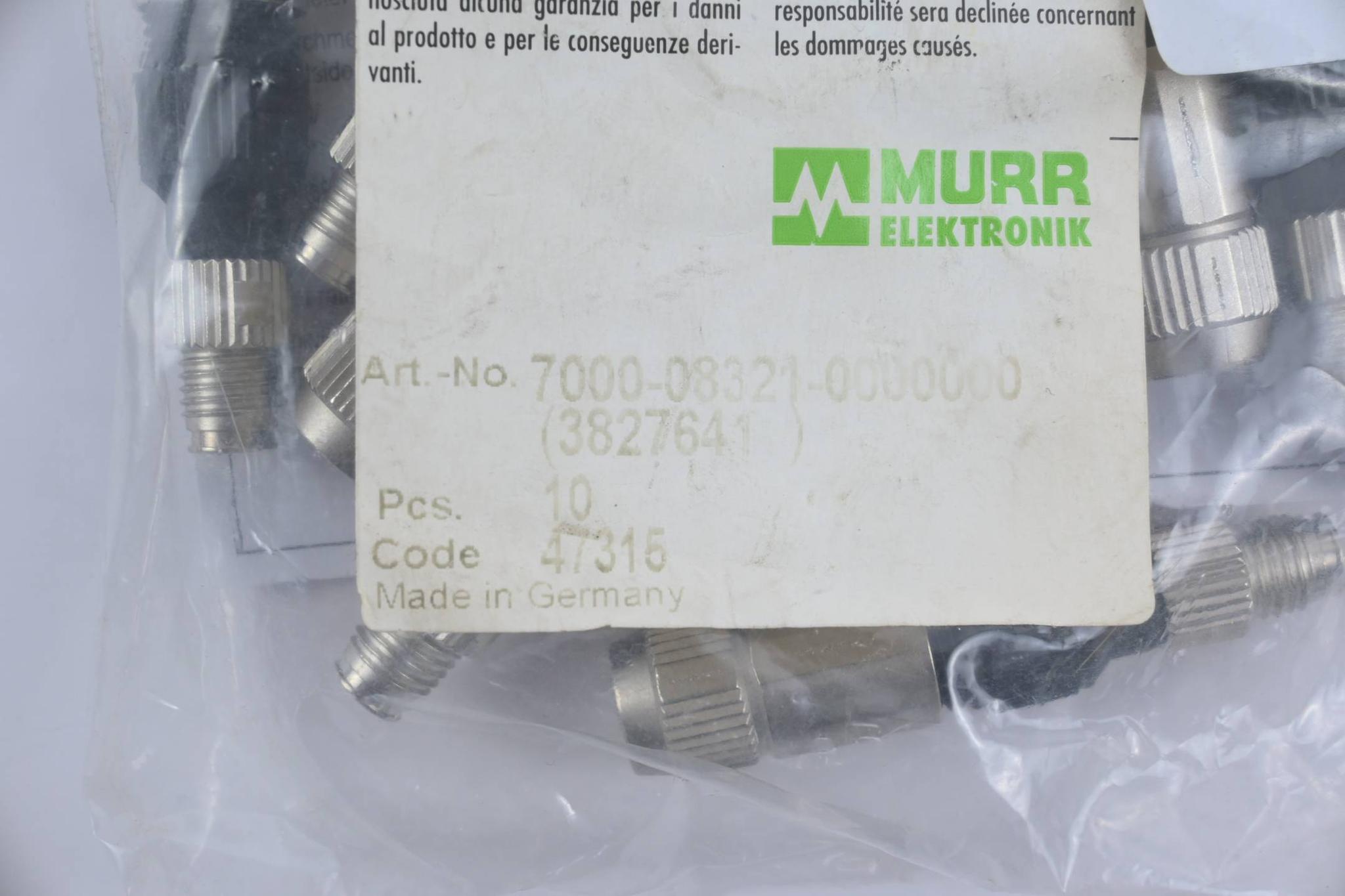 Produktfoto 2 von Murr Elektronik 10 Stück Adapter SAT 3Pol. + M8 Stecker ( 7000-08321-0000000 )