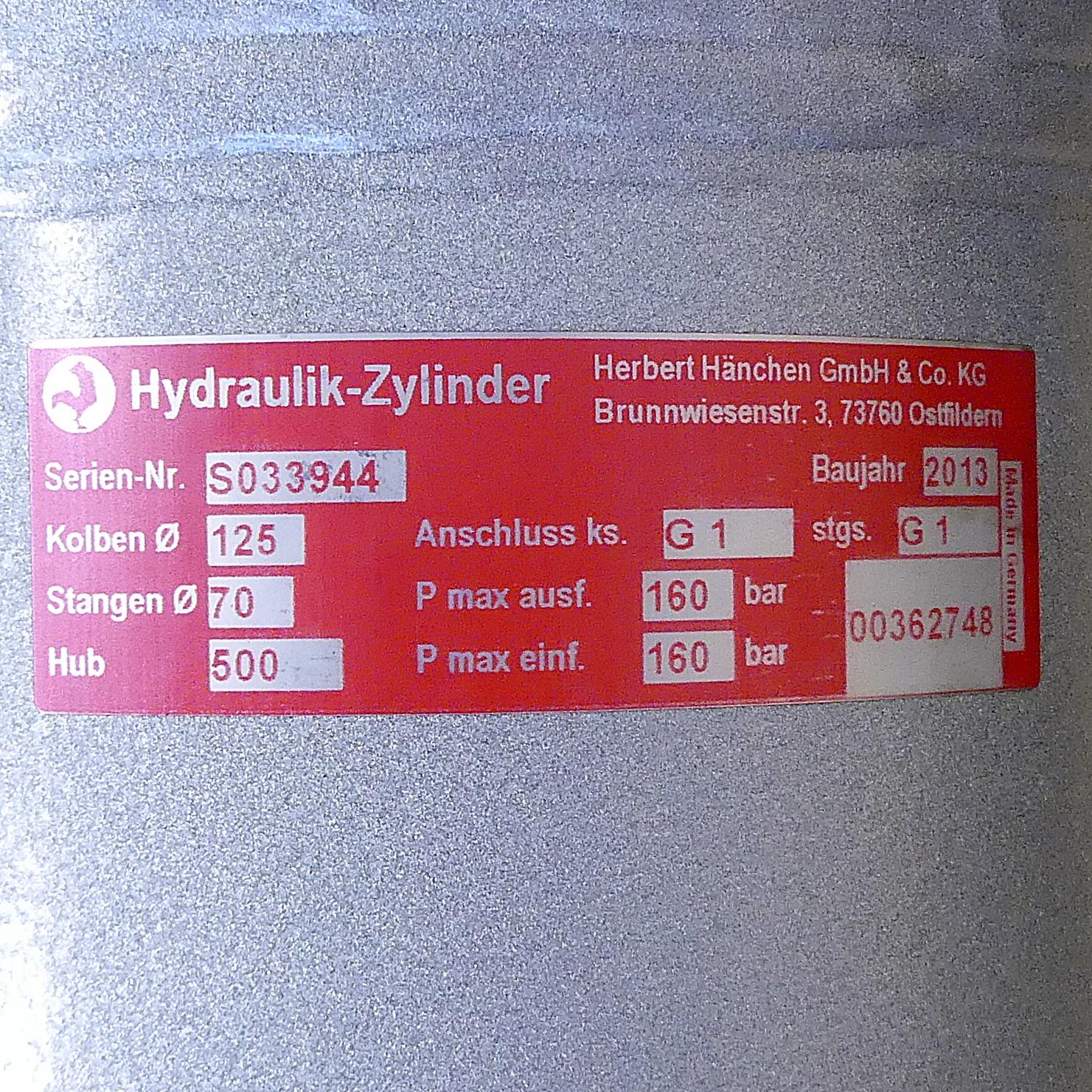 Produktfoto 2 von HäNCHEN HYDRAULIK Hydraulikzylinder 125 x 500