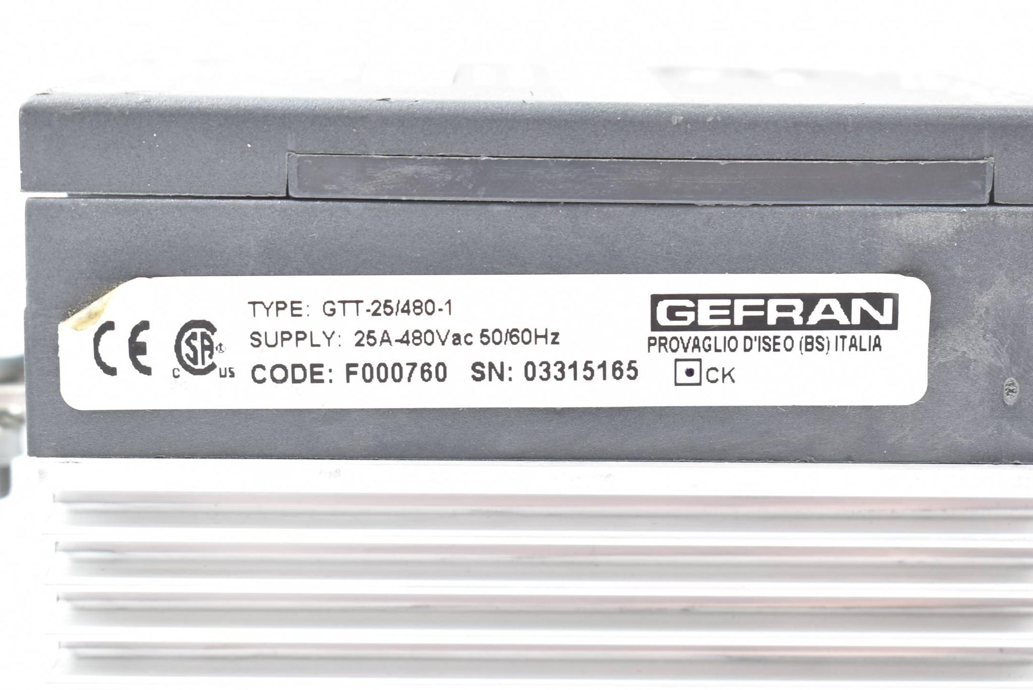 Produktfoto 3 von Gefran Solid State Relais 25A 480VAC 50/60Hz GTT-25/480-1 ( F000760 )