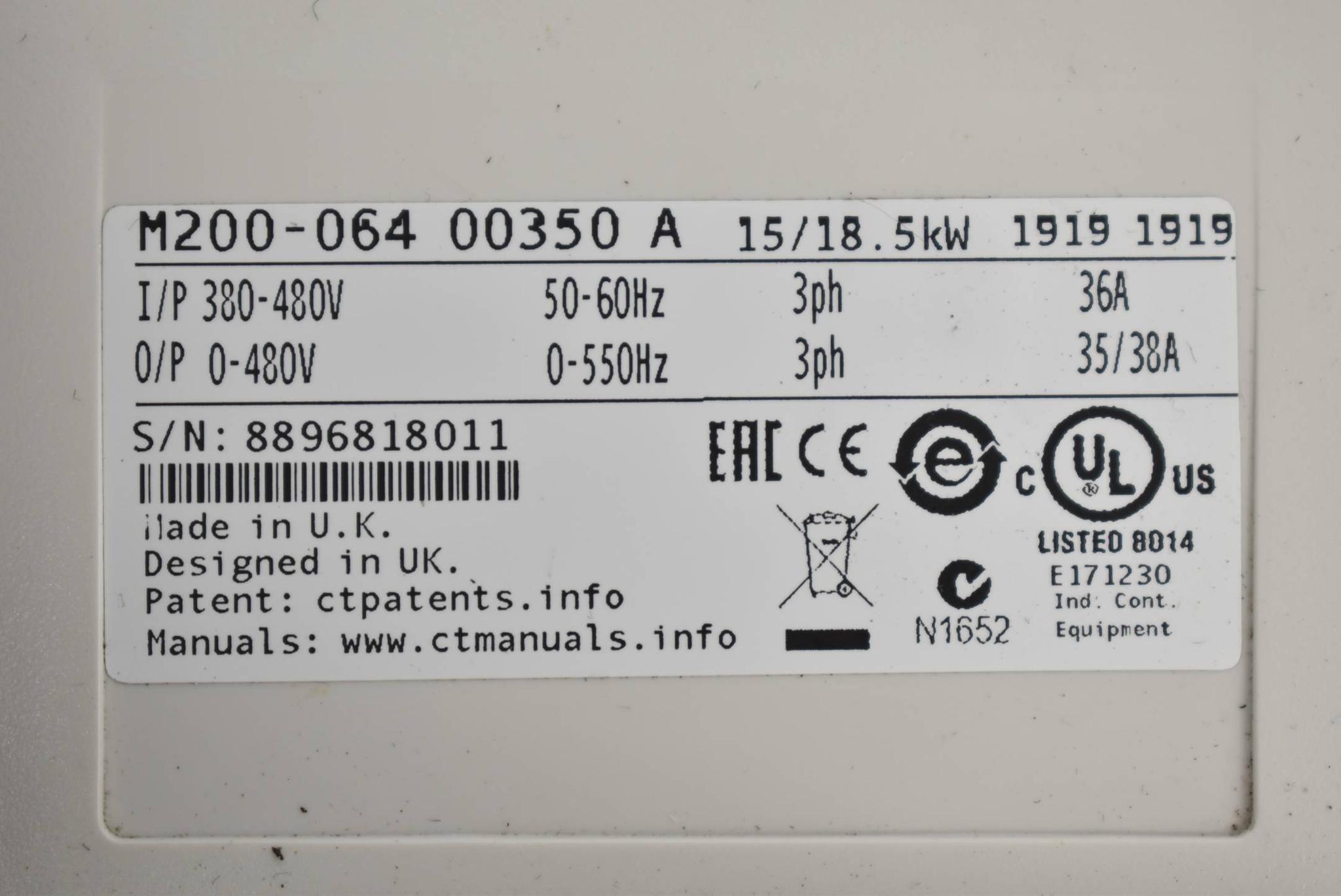 Produktfoto 3 von Control Techniques Nidec Unidrive M200 M200-064 00350 A ( 15-18,5kW 50-60Hz )