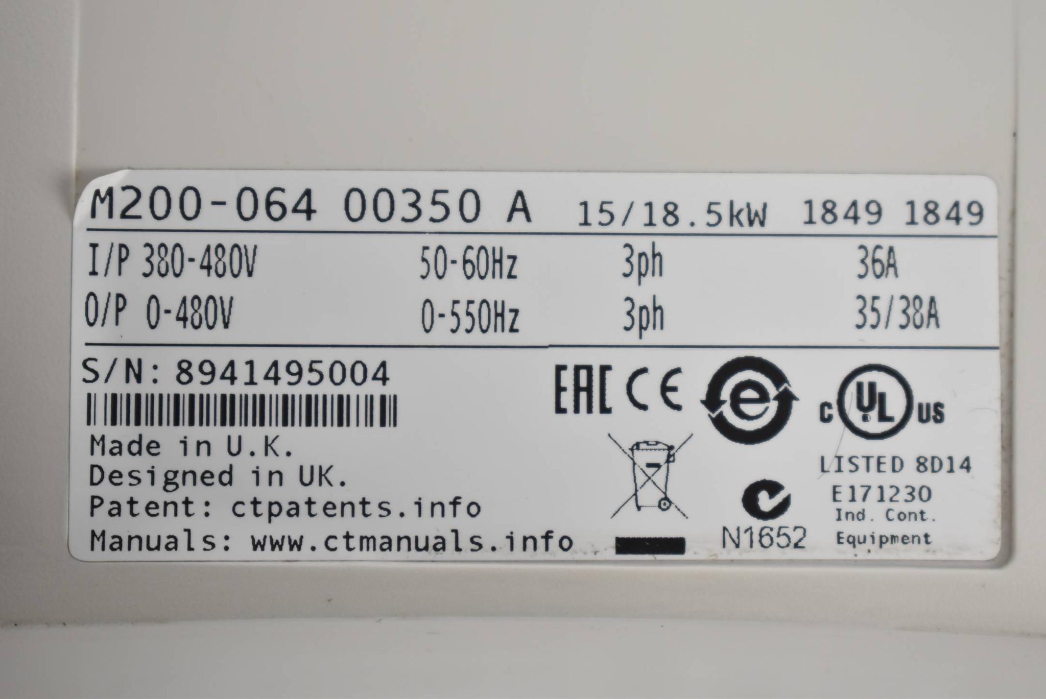 Produktfoto 4 von Control Techniques Emerson Unidrive M200 M200-064 00350 A ( 15-18,5kW 50-60Hz )