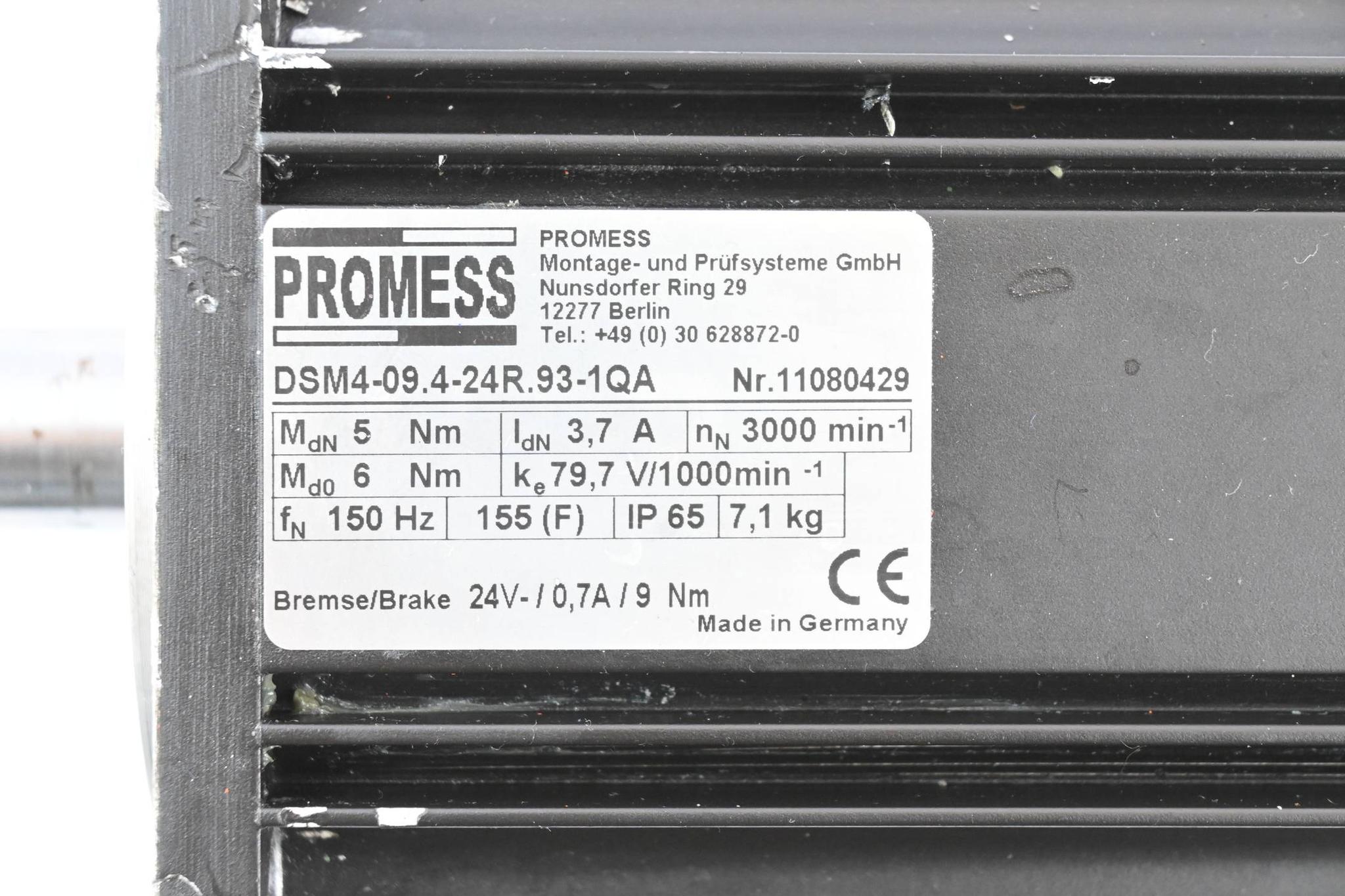 Produktfoto 2 von Promess Servomotor DSM4-09.4-24R.93-1QA ( 5 Nm / 6Nm )