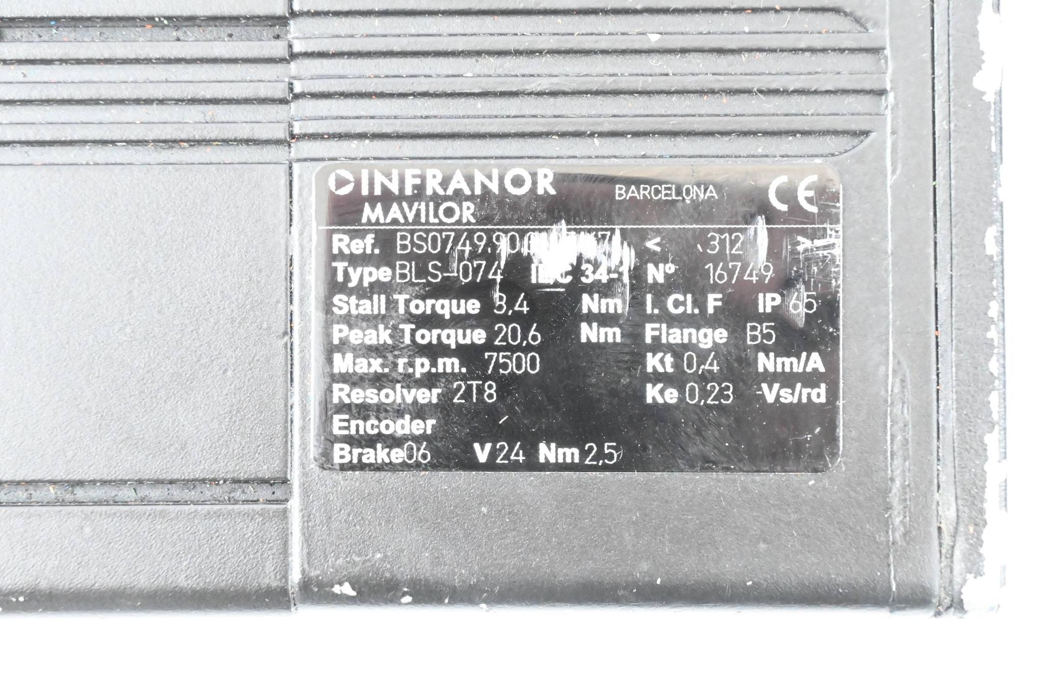 Produktfoto 2 von Infranor Mavilor Servomotor Elektromotor BLS-074 VERMUTLICH BS0749.90.3105.K7